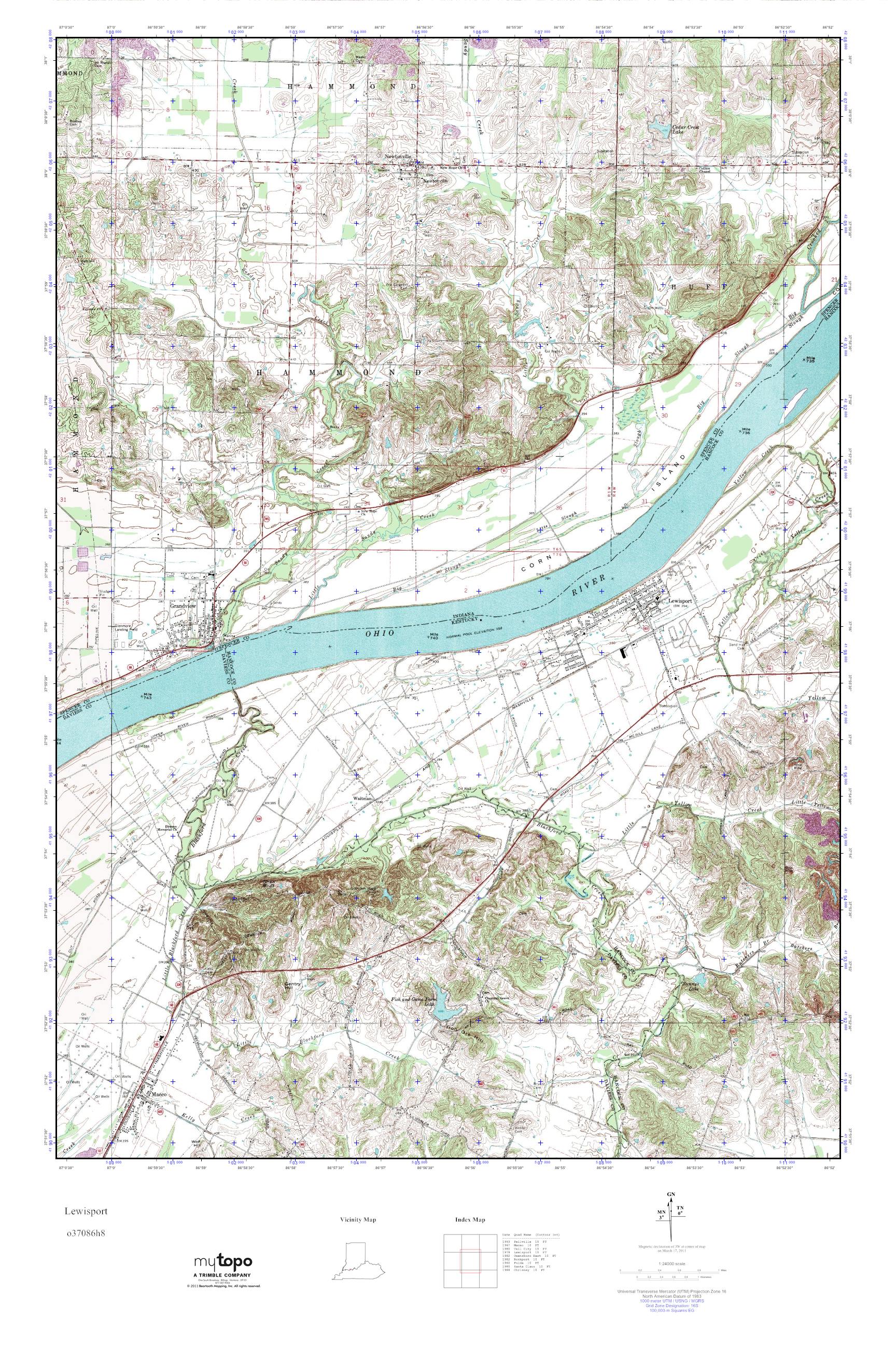 MyTopo Lewisport, Kentucky USGS Quad Topo Map