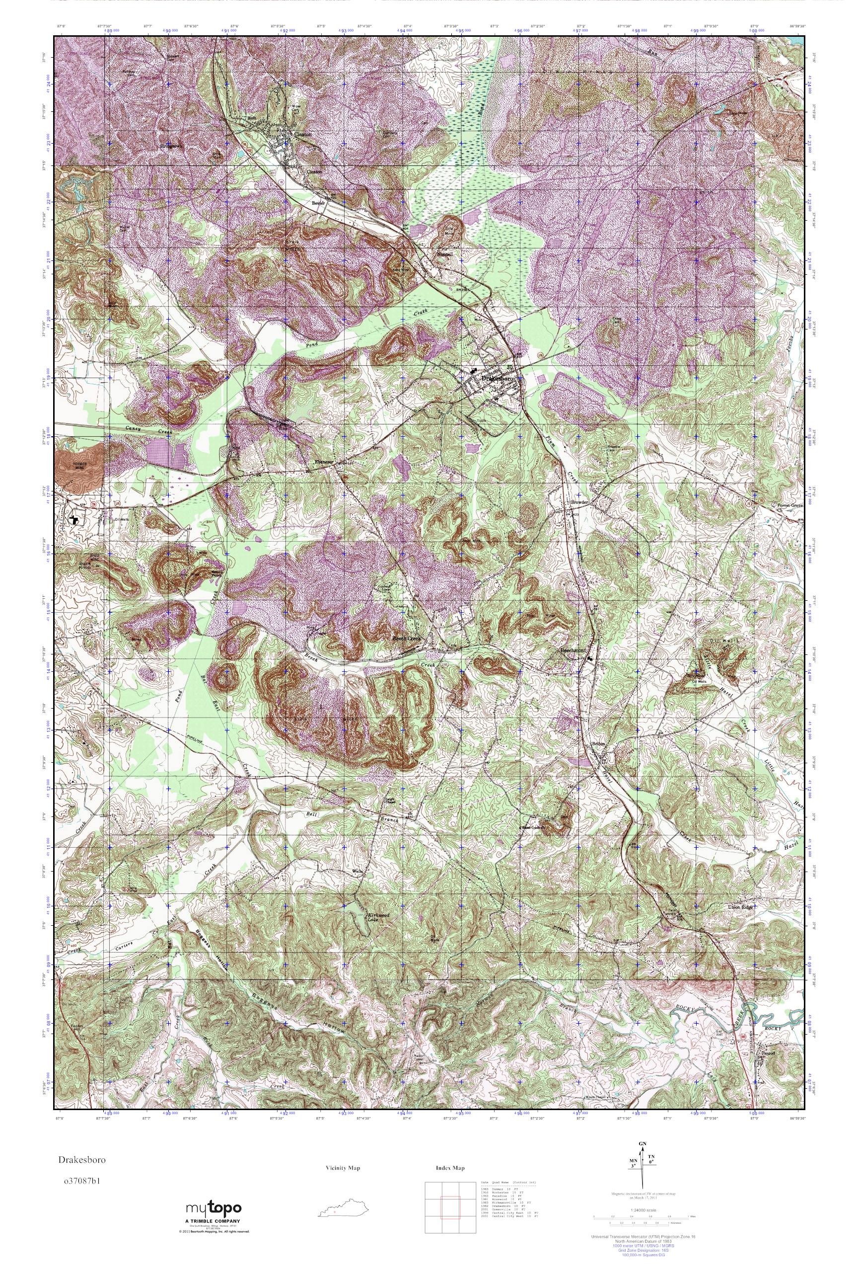 MyTopo Drakesboro, Kentucky USGS Quad Topo Map