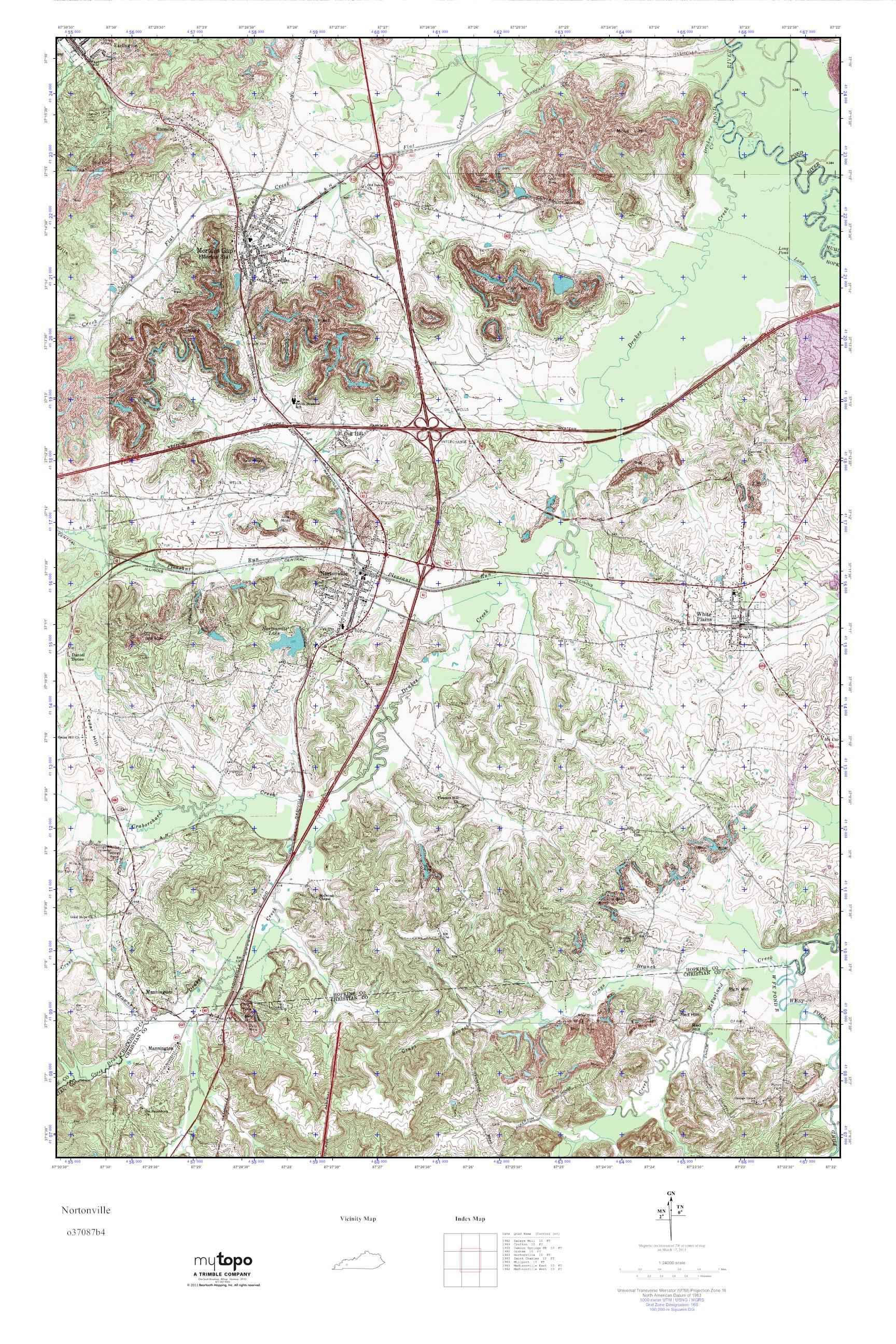 MyTopo Nortonville, Kentucky USGS Quad Topo Map