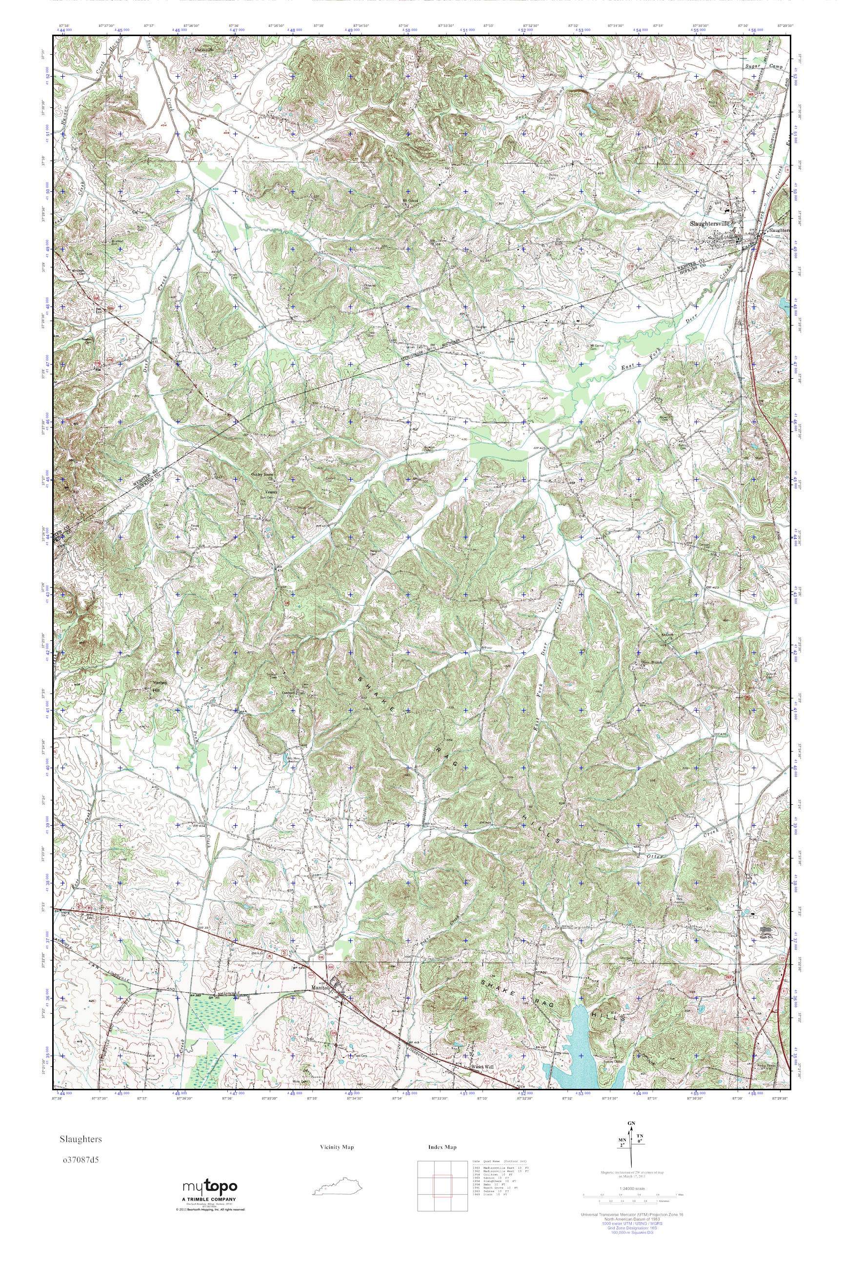 MyTopo Slaughters, Kentucky USGS Quad Topo Map