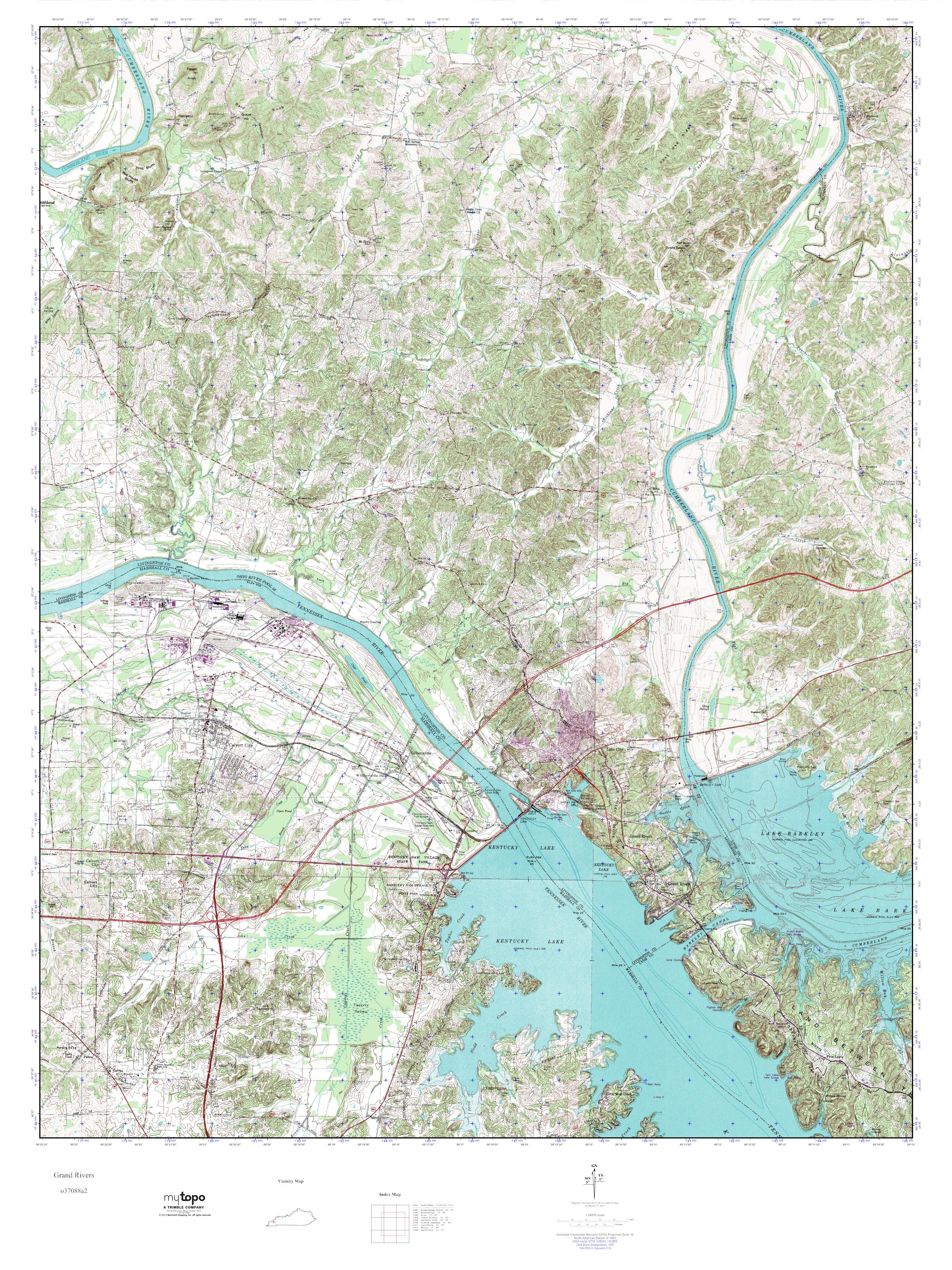 MyTopo Grand Rivers, Kentucky USGS Quad Topo Map