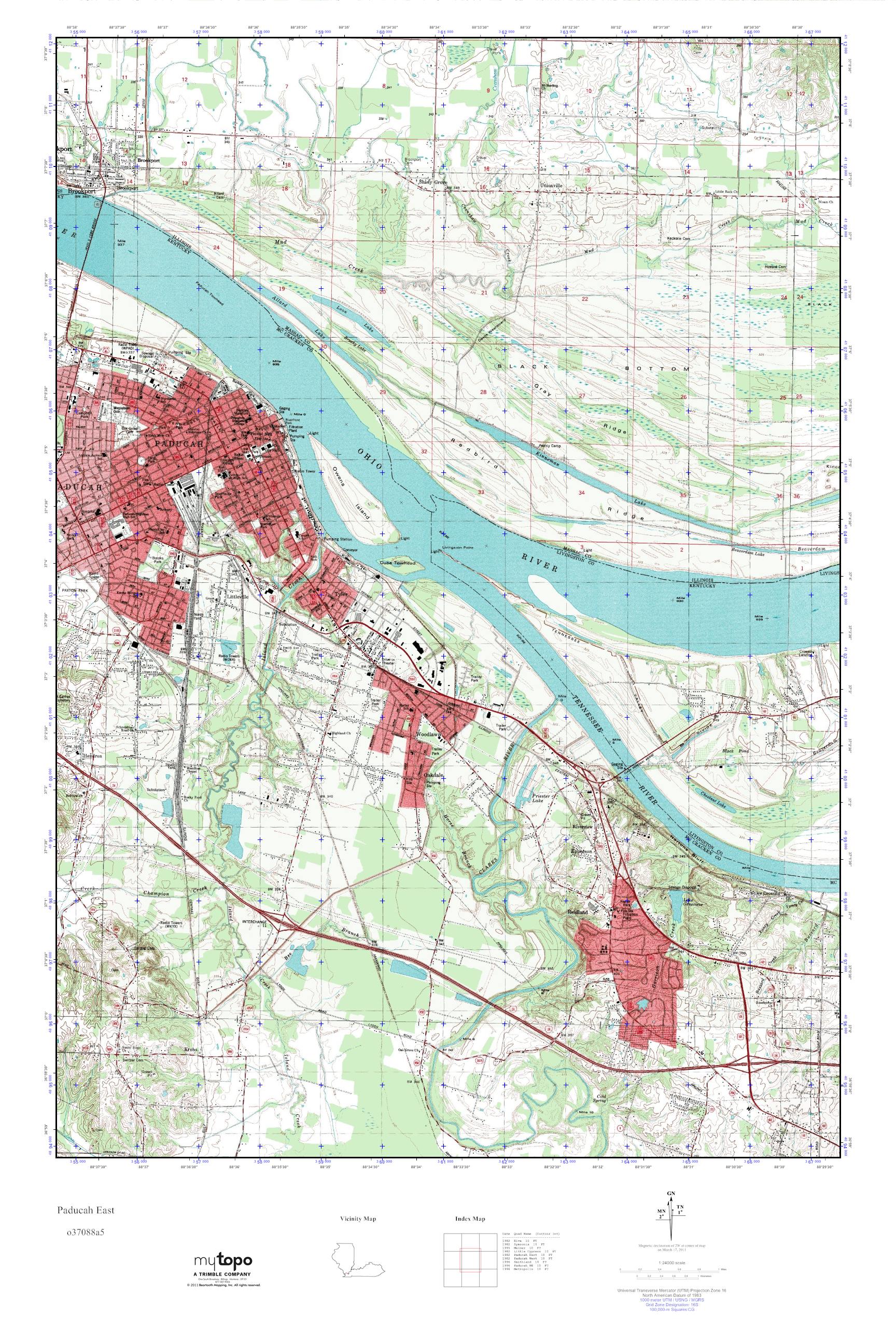 MyTopo Paducah East, Kentucky USGS Quad Topo Map