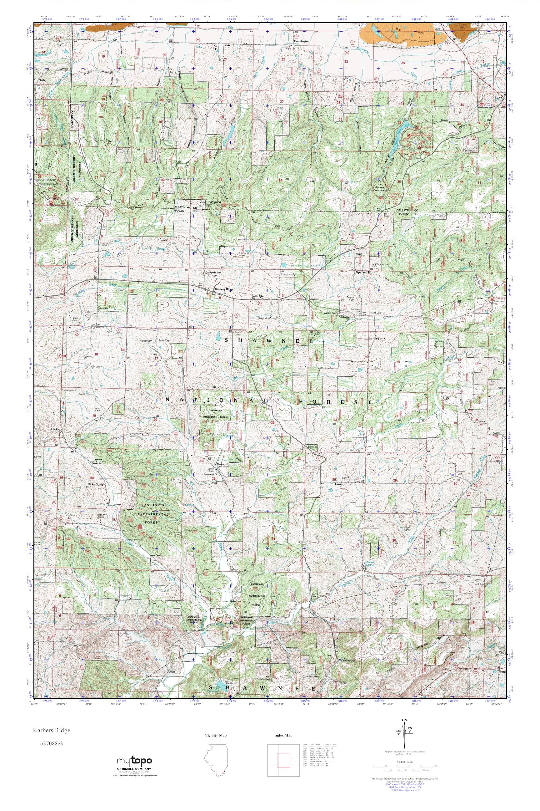 MyTopo Karbers Ridge, Illinois USGS Quad Topo Map