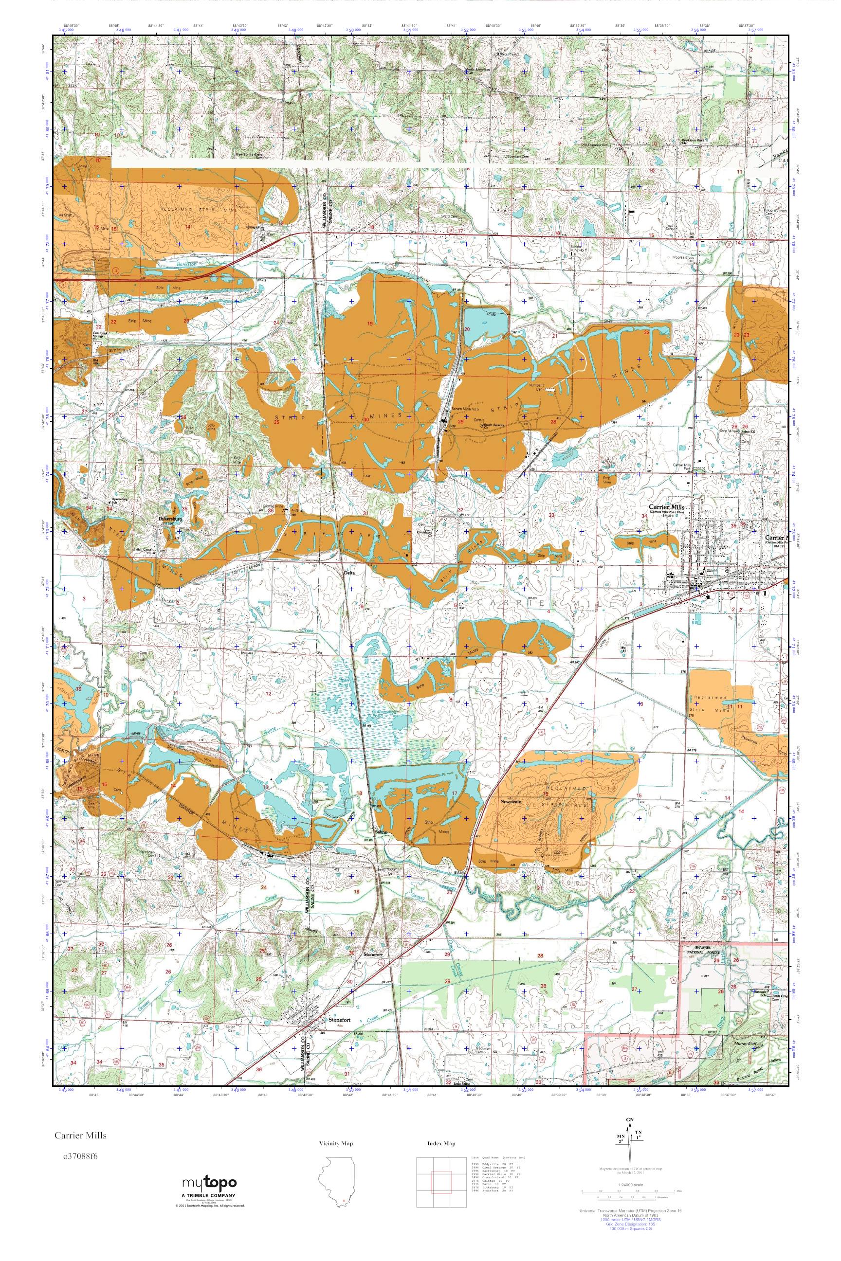 MyTopo Carrier Mills, Illinois USGS Quad Topo Map