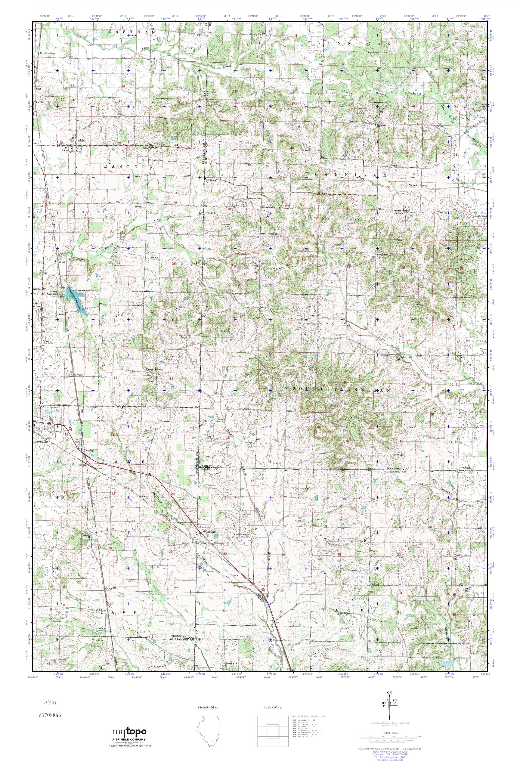 MyTopo Akin, Illinois USGS Quad Topo Map