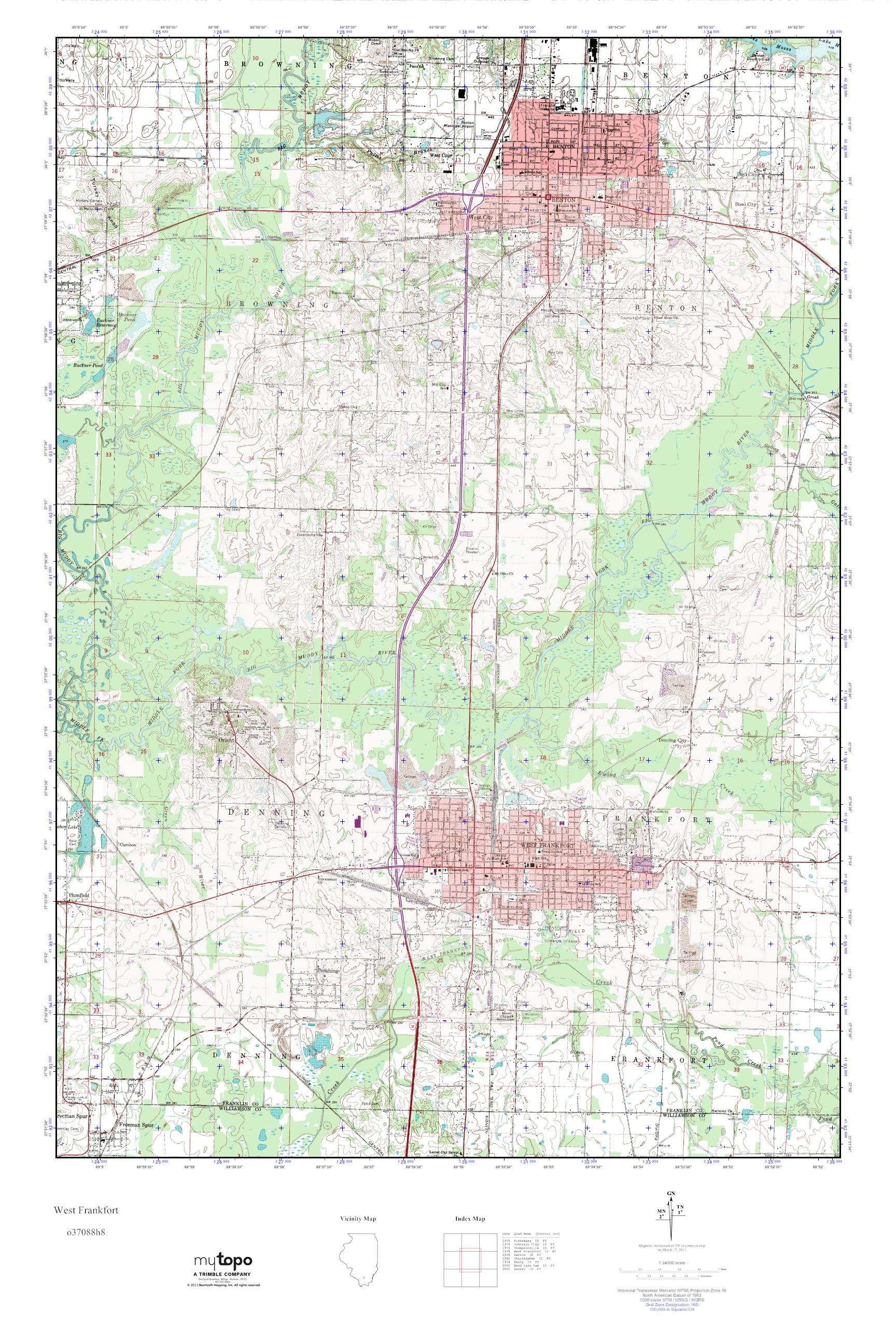 MyTopo West Frankfort, Illinois USGS Quad Topo Map