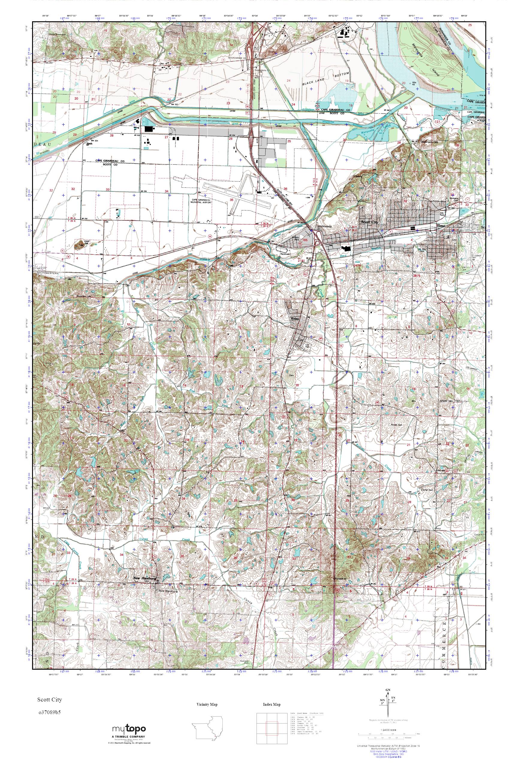 MyTopo Scott City, Missouri USGS Quad Topo Map