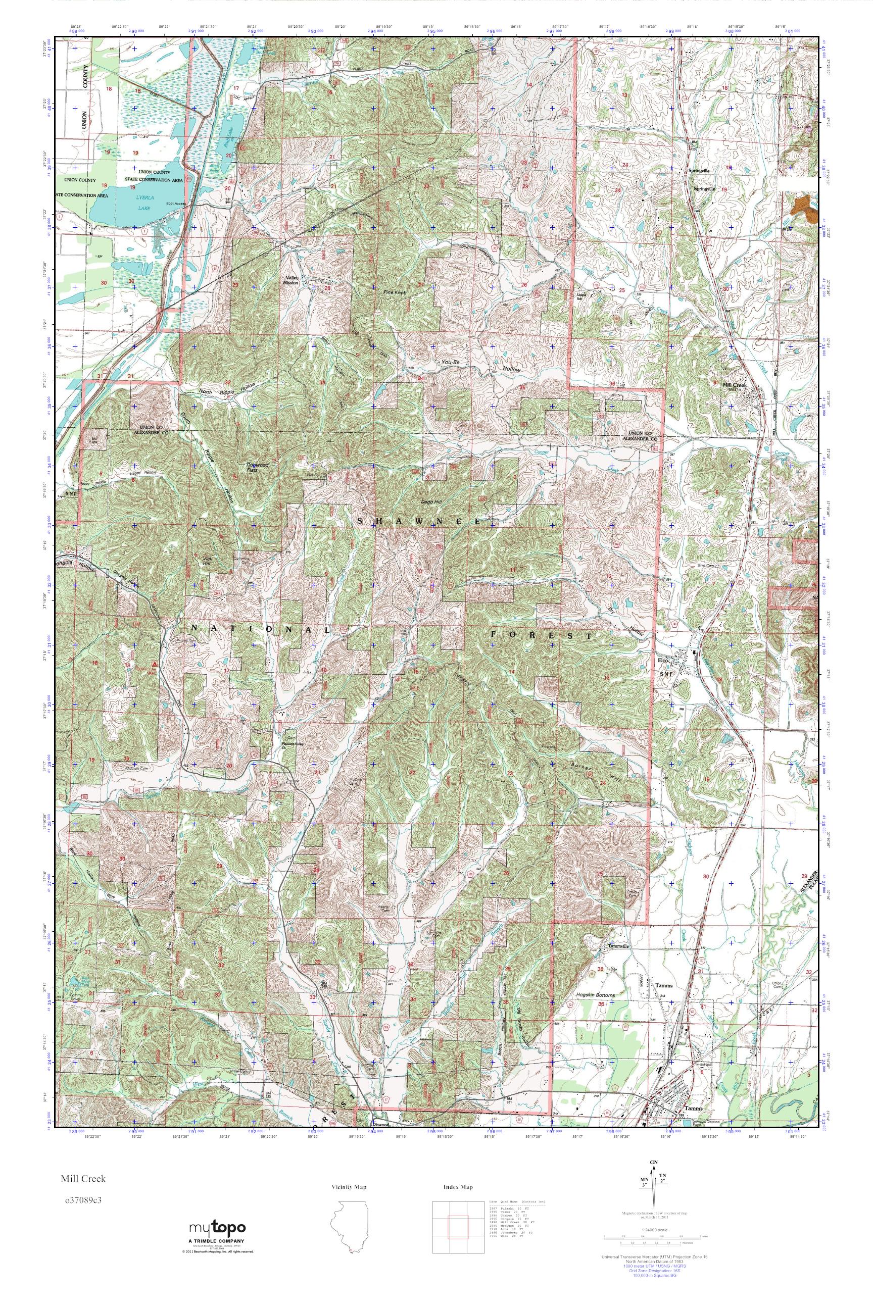 MyTopo Mill Creek, Illinois USGS Quad Topo Map