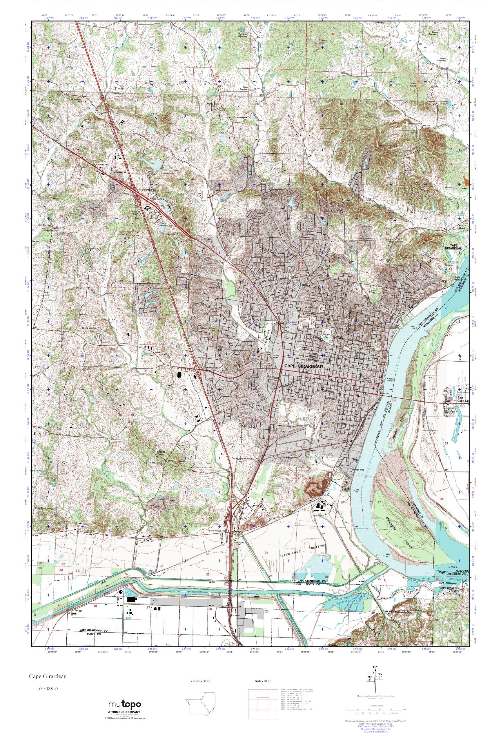 MyTopo Cape Girardeau, Missouri USGS Quad Topo Map