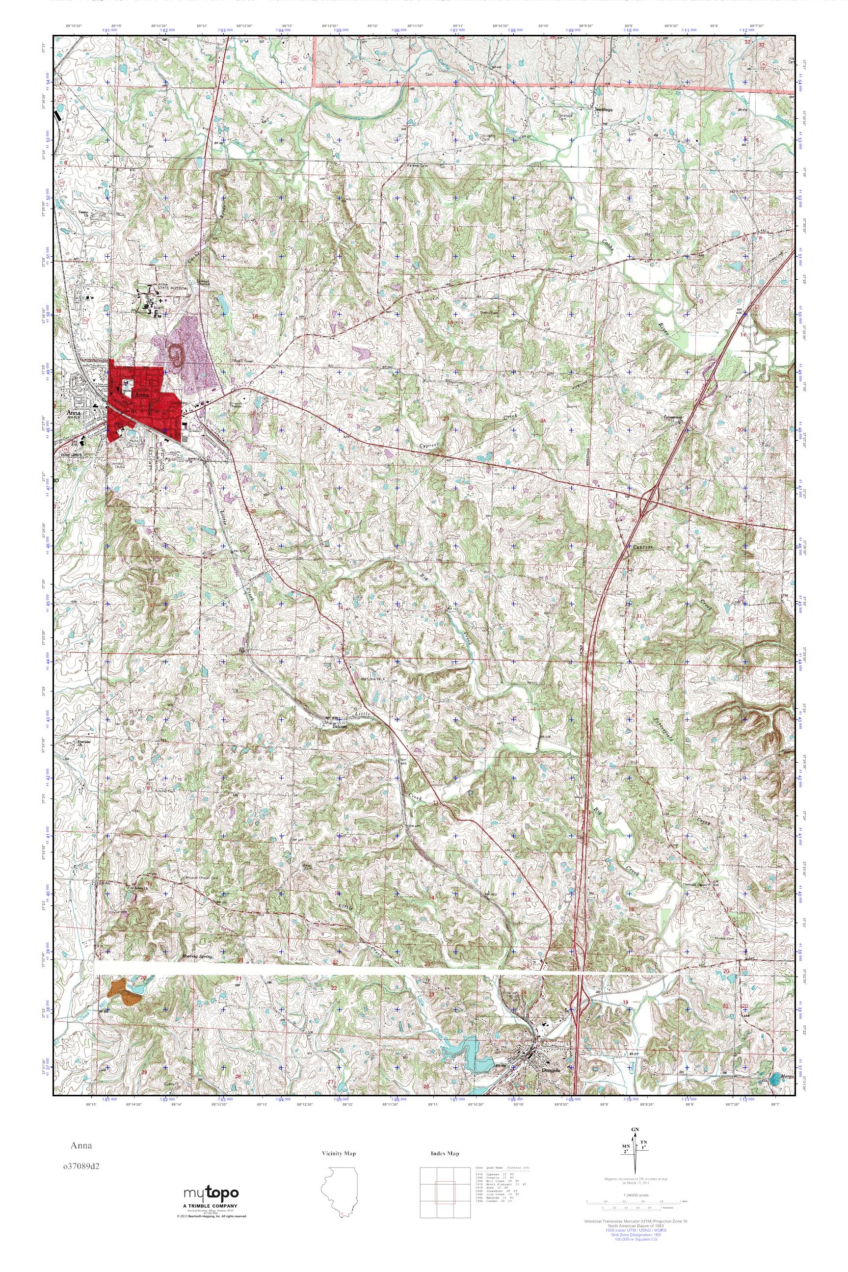 MyTopo Anna, Illinois USGS Quad Topo Map