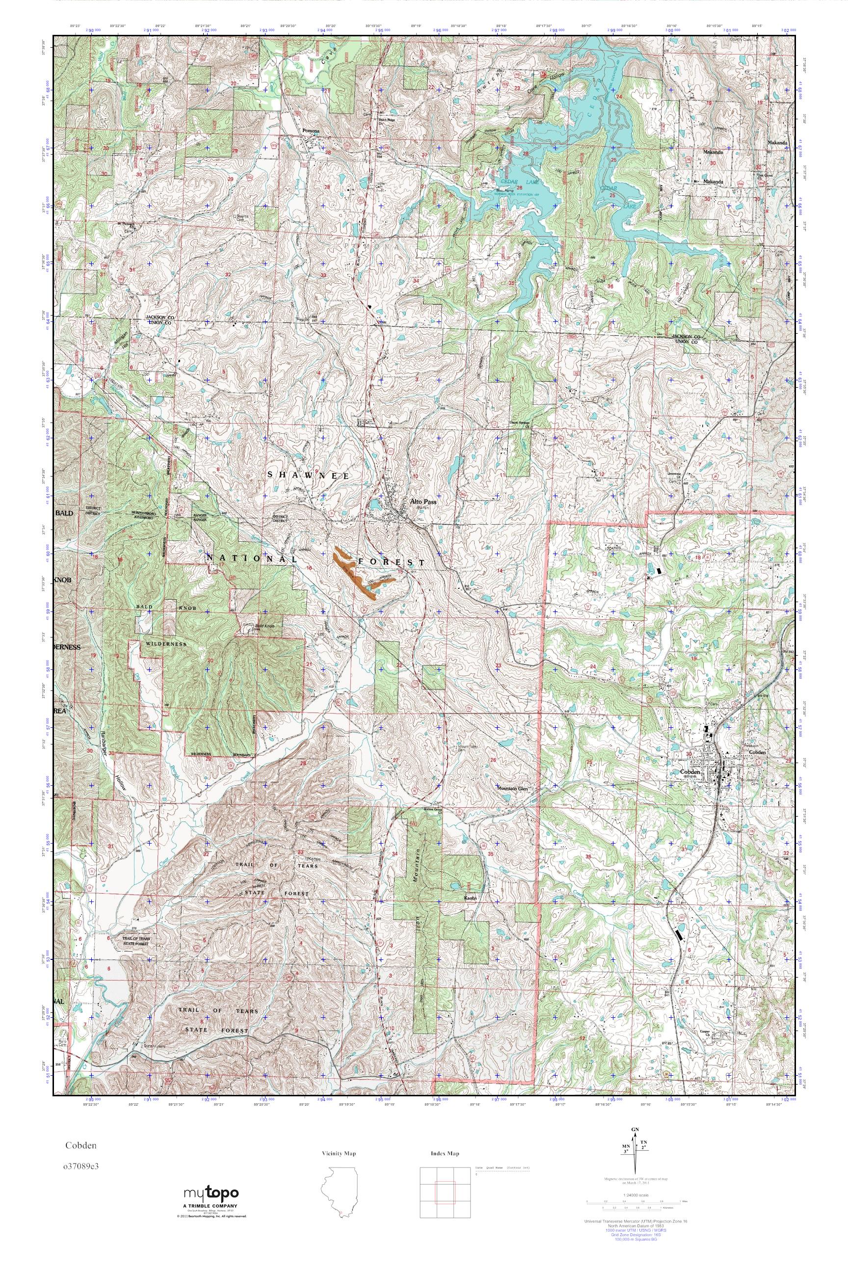 MyTopo Cobden, Illinois USGS Quad Topo Map