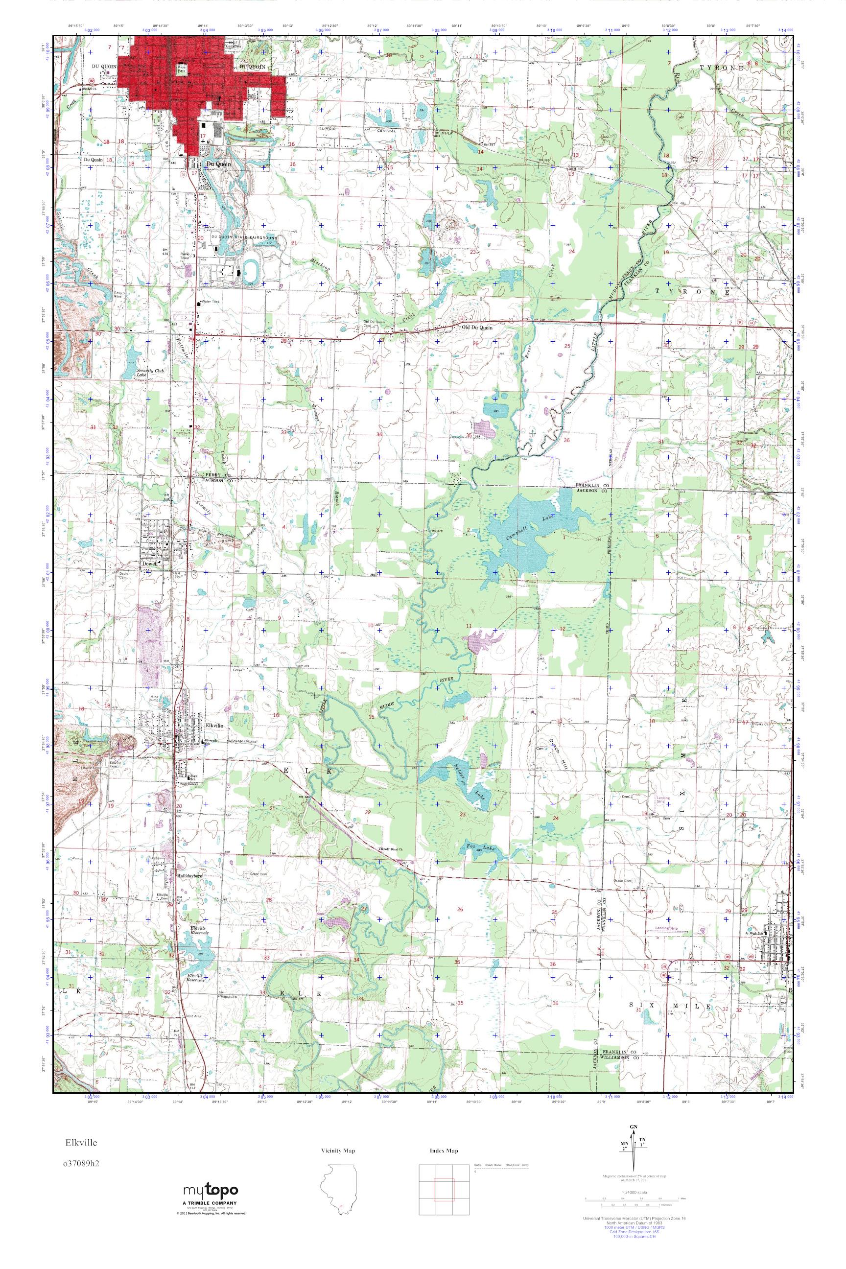 MyTopo Elkville, Illinois USGS Quad Topo Map