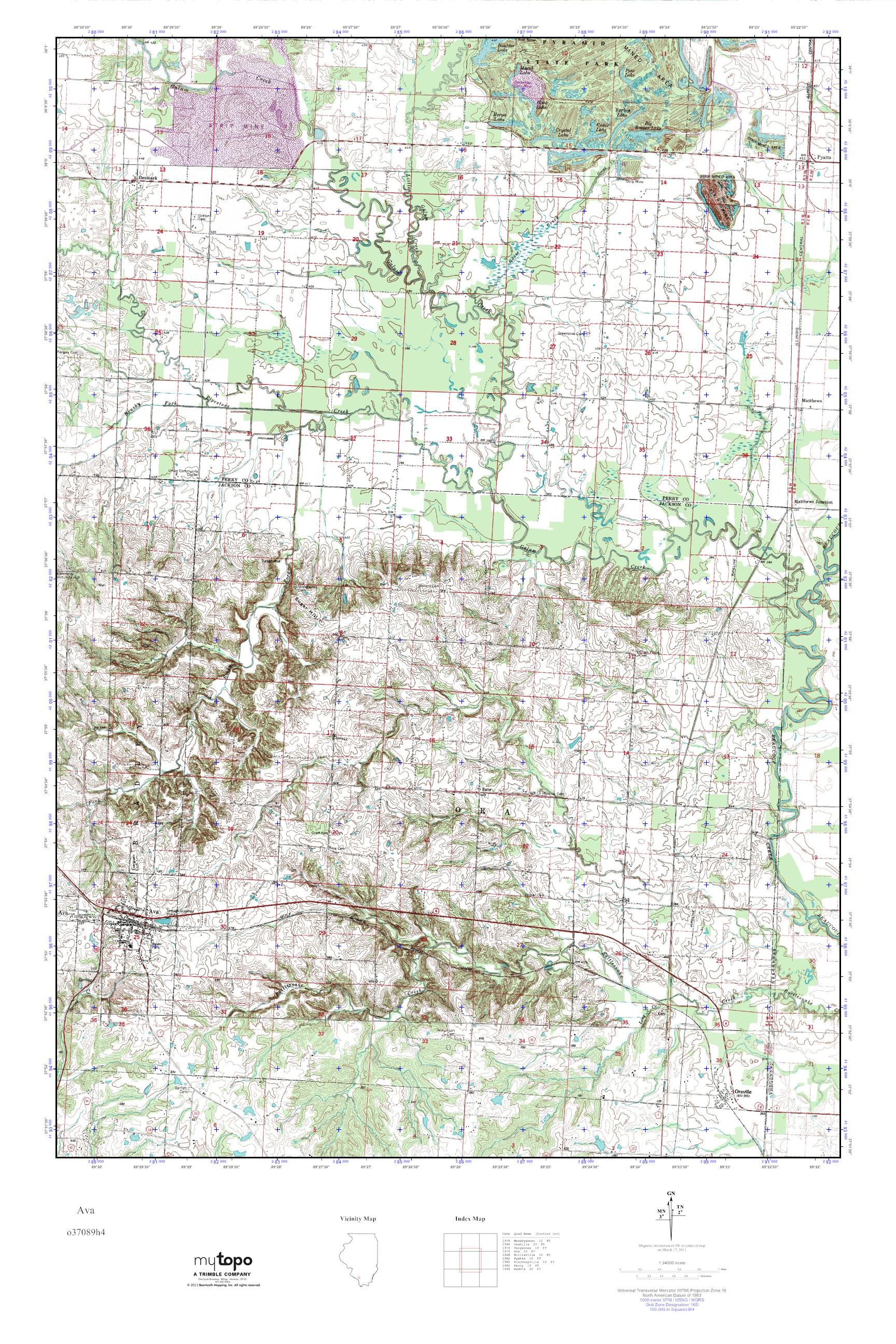 MyTopo Ava, Illinois USGS Quad Topo Map