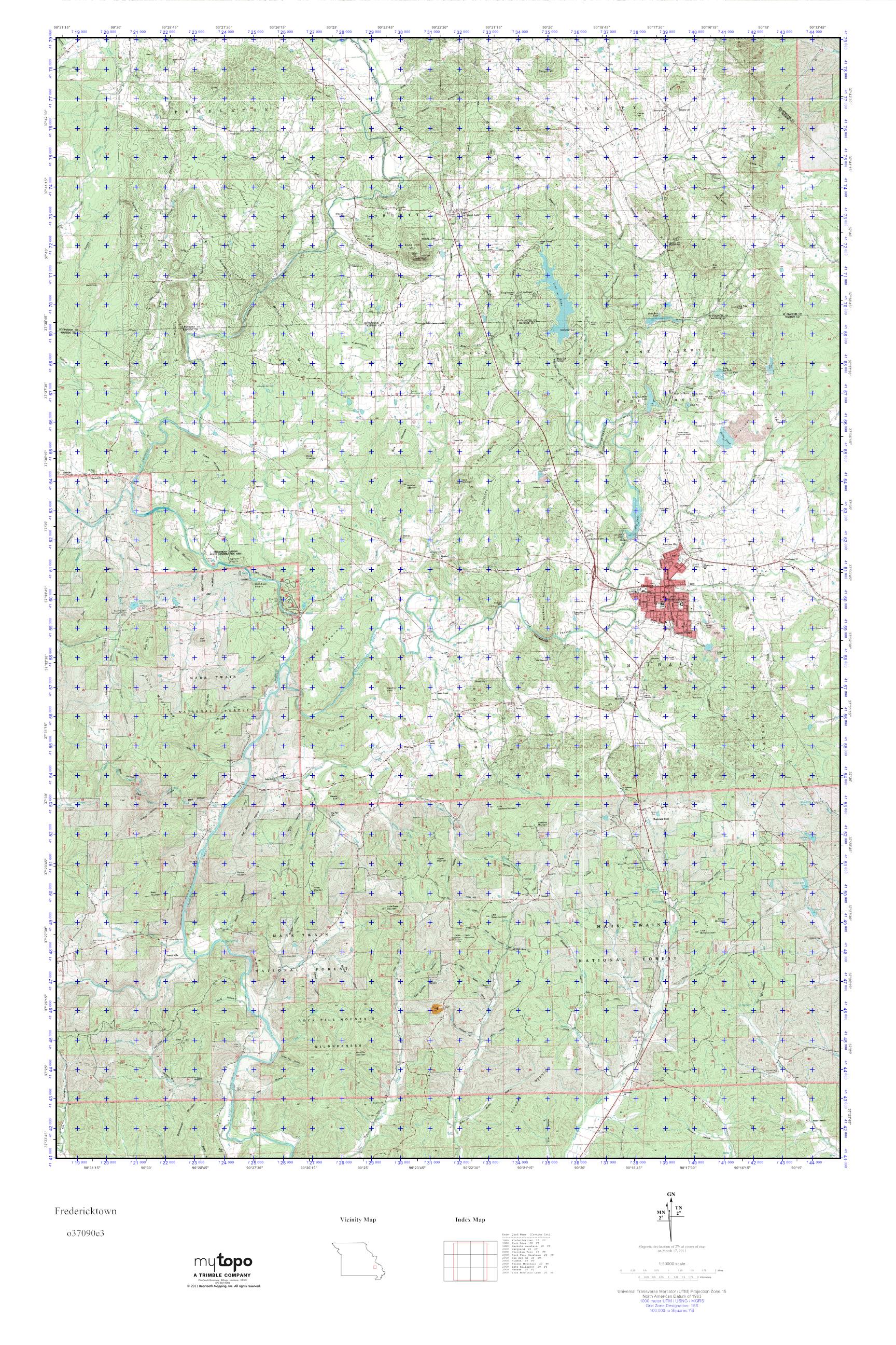 MyTopo Fredericktown, Missouri USGS Quad Topo Map