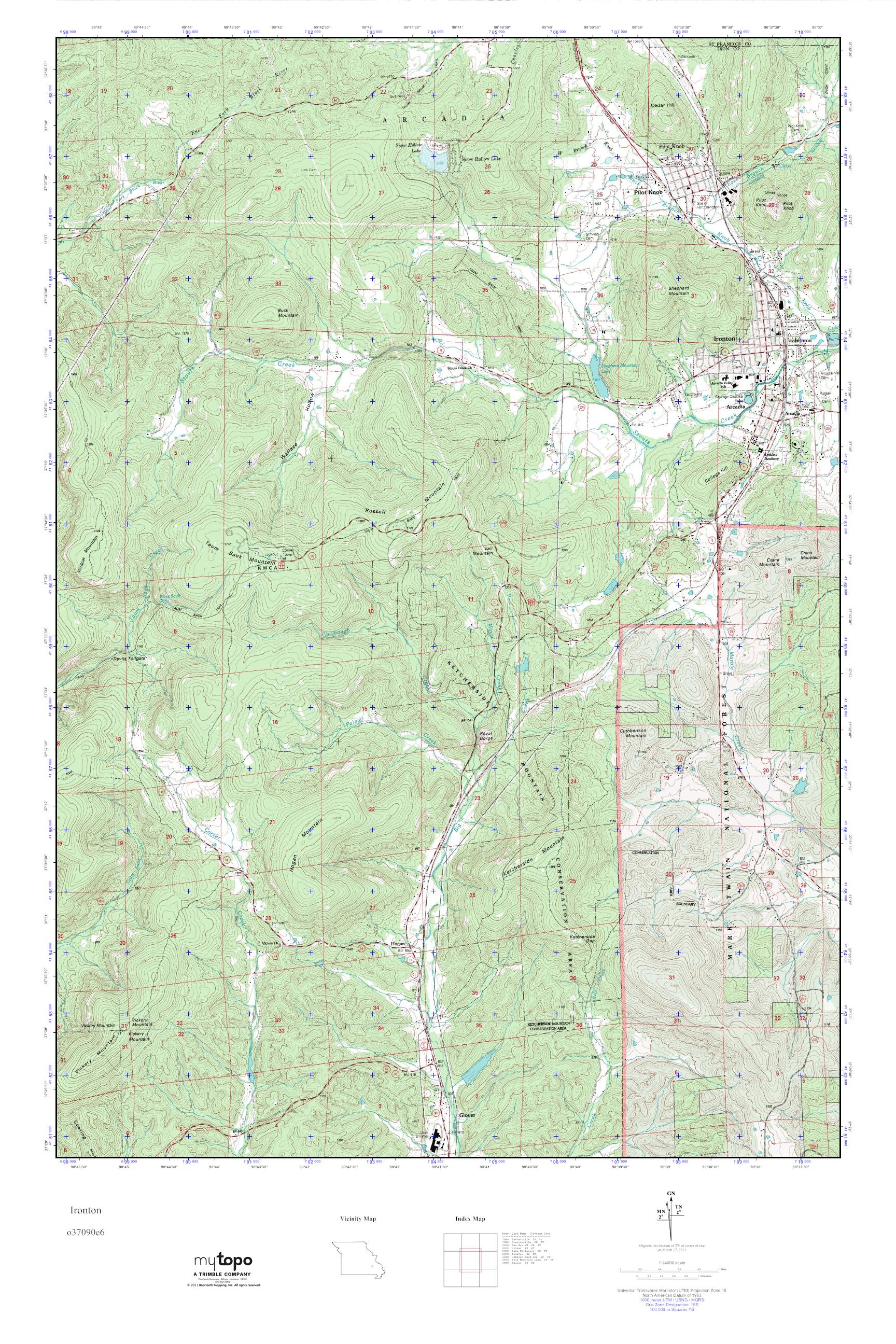 MyTopo Ironton, Missouri USGS Quad Topo Map