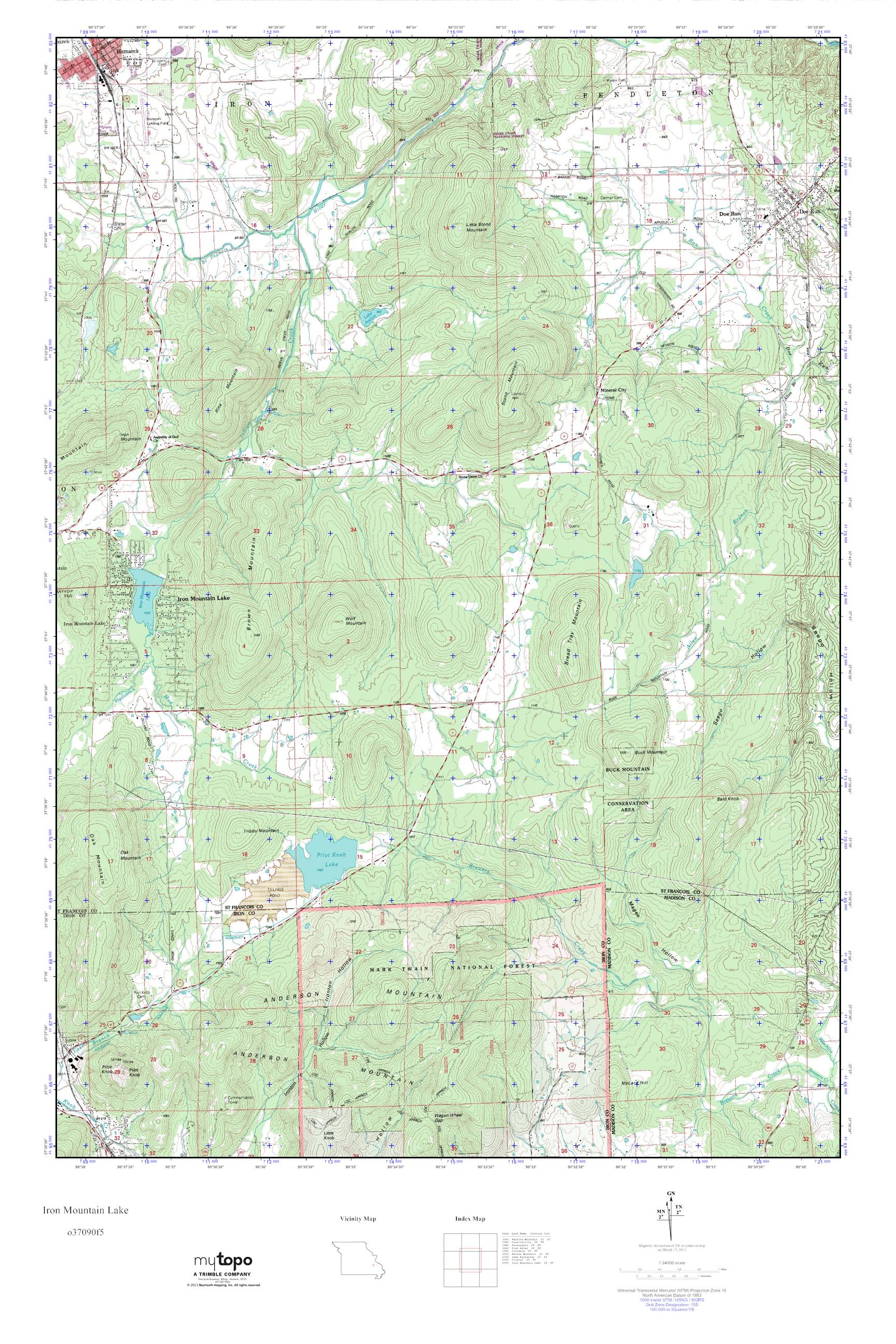 MyTopo Iron Mountain Lake, Missouri USGS Quad Topo Map