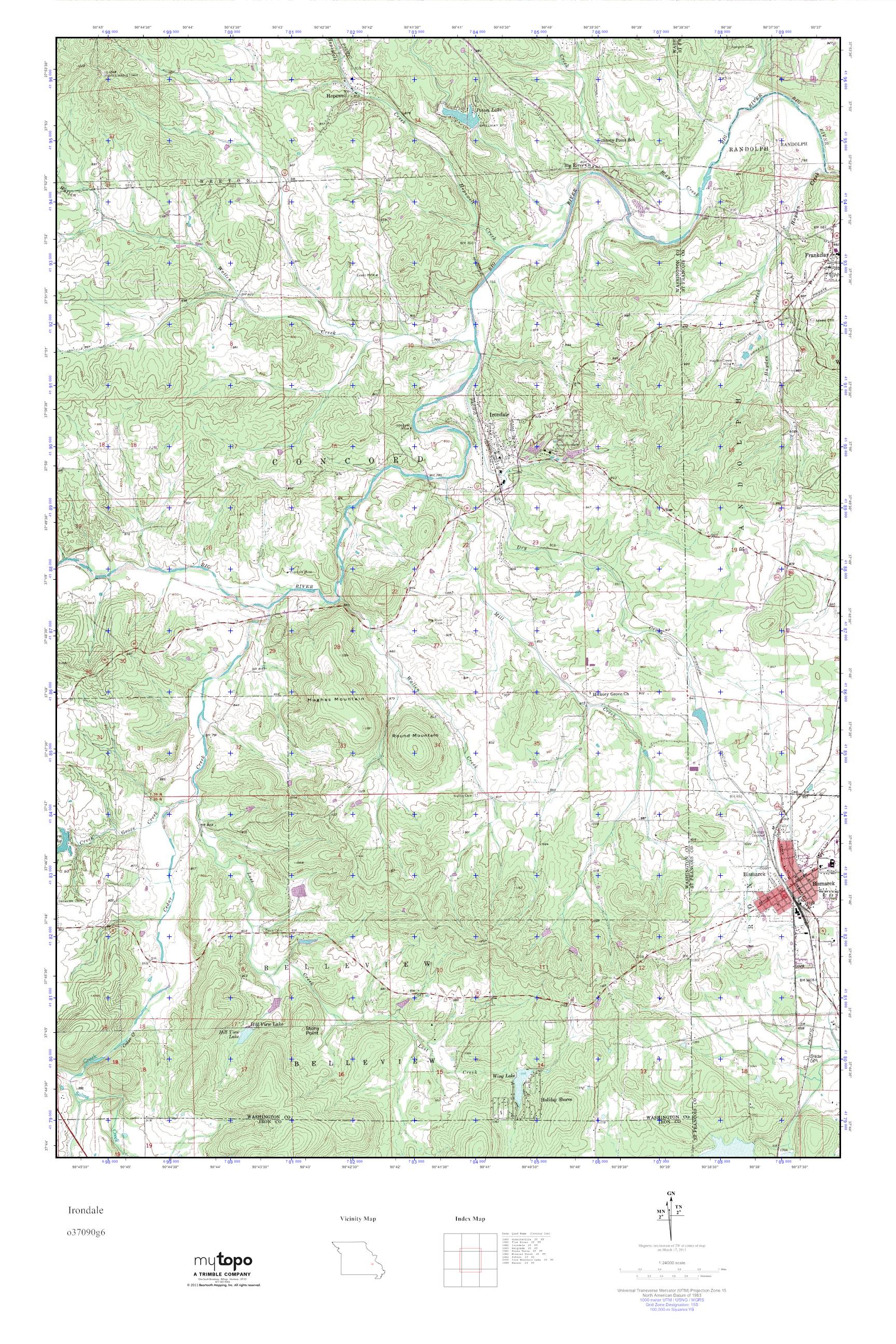 MyTopo Irondale, Missouri USGS Quad Topo Map