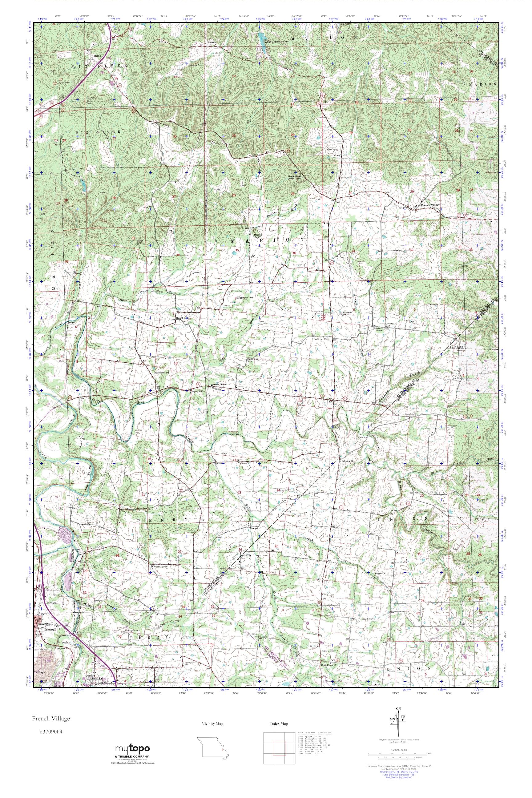 MyTopo French Village, Missouri USGS Quad Topo Map