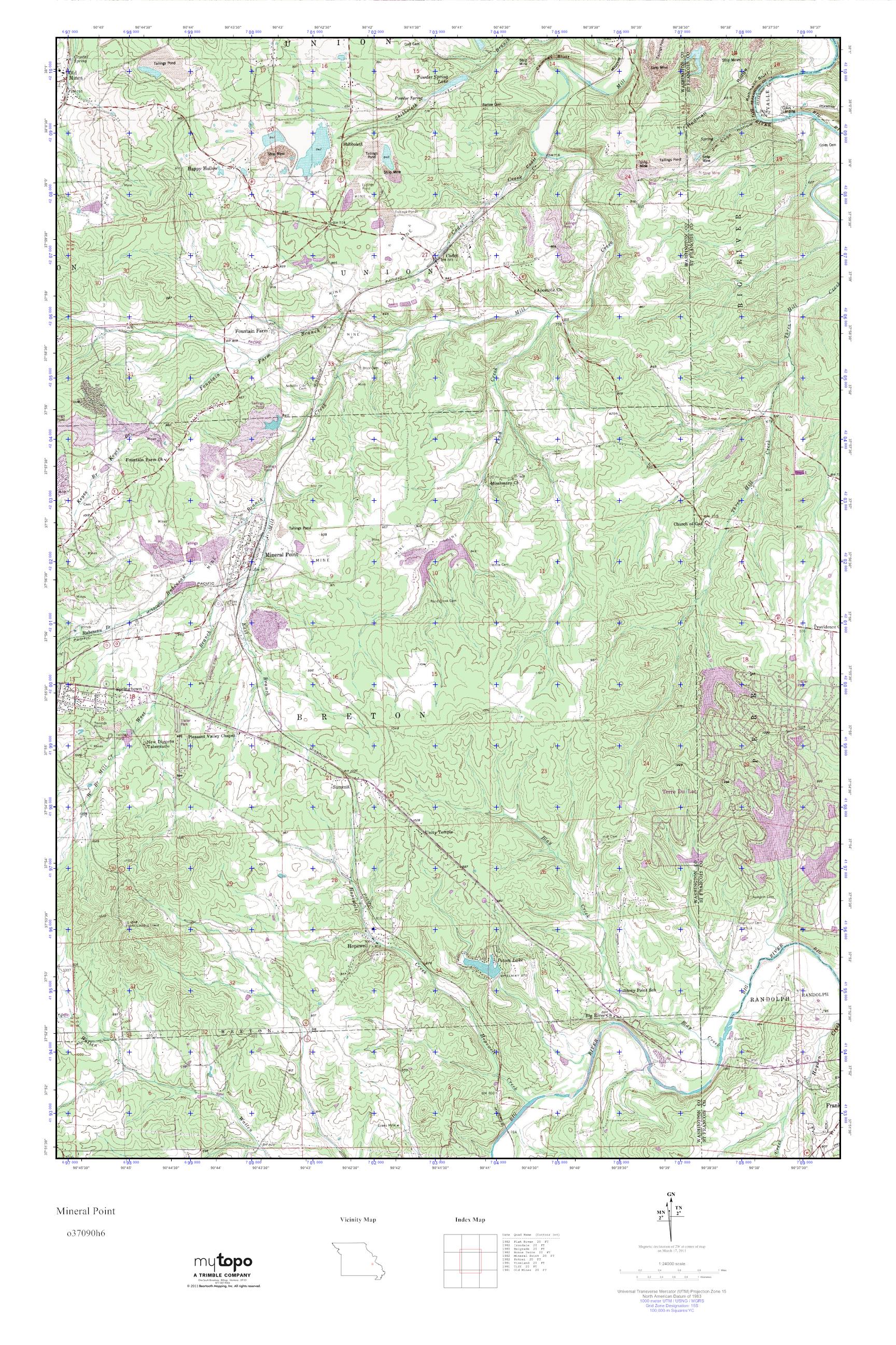 MyTopo Mineral Point, Missouri USGS Quad Topo Map