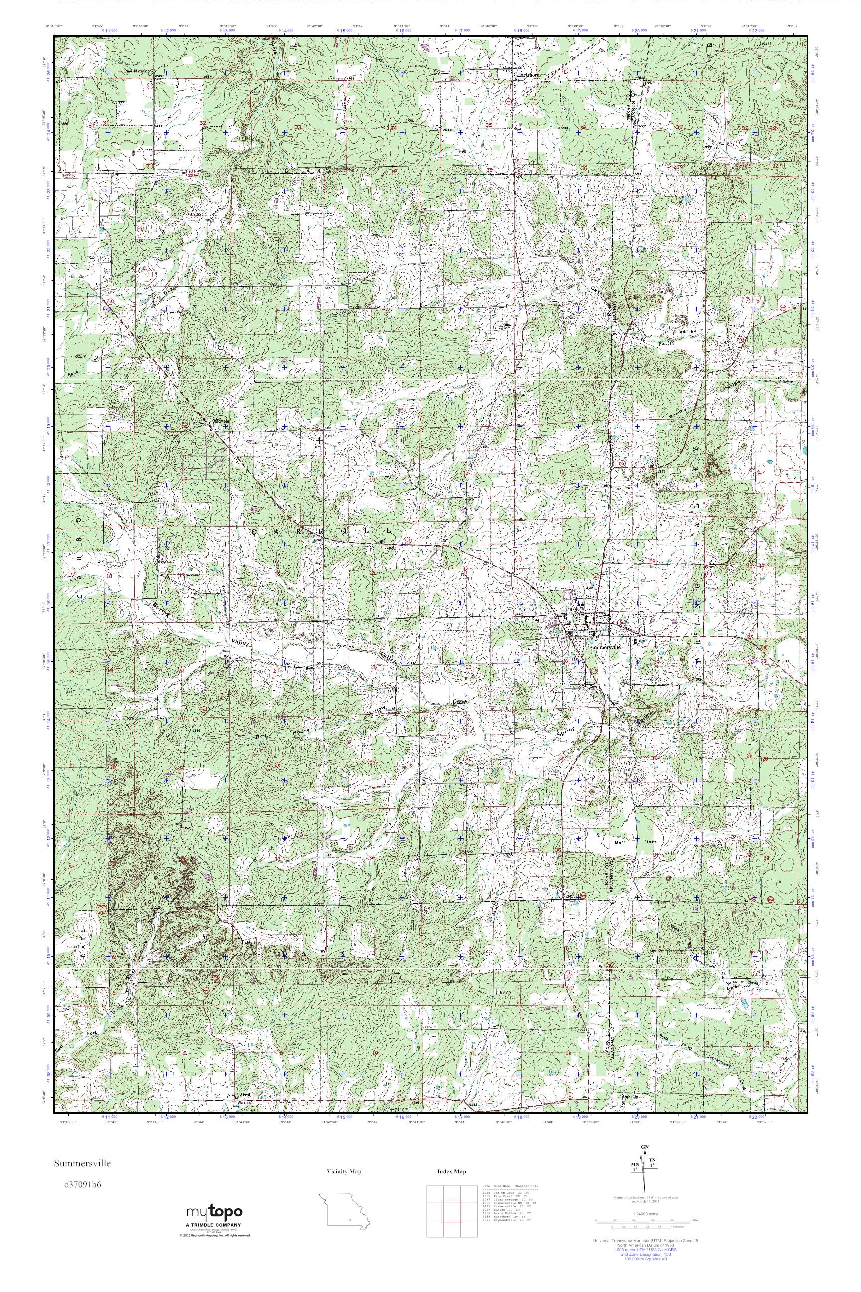 MyTopo Summersville, Missouri USGS Quad Topo Map