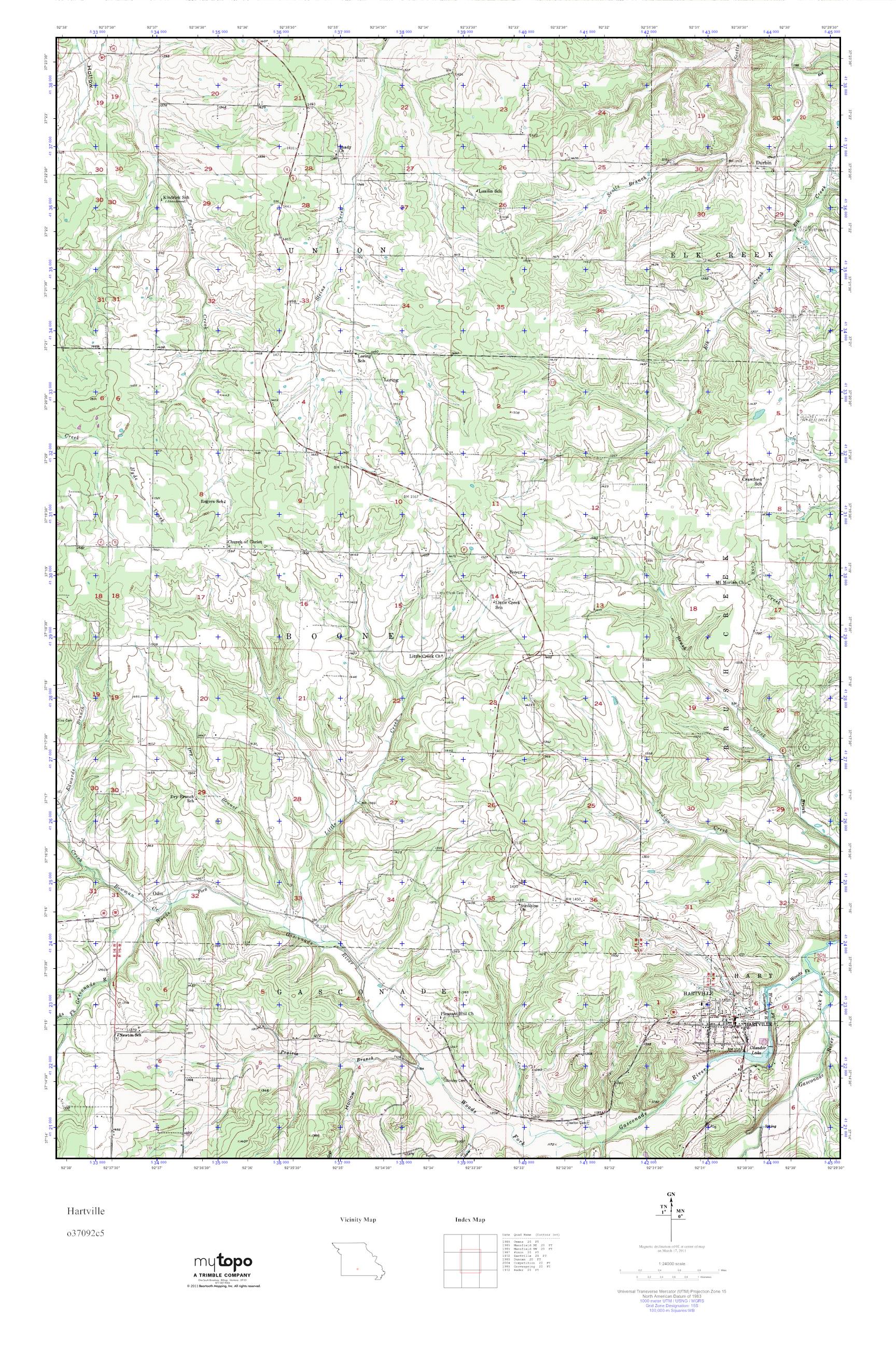 MyTopo Hartville, Missouri USGS Quad Topo Map