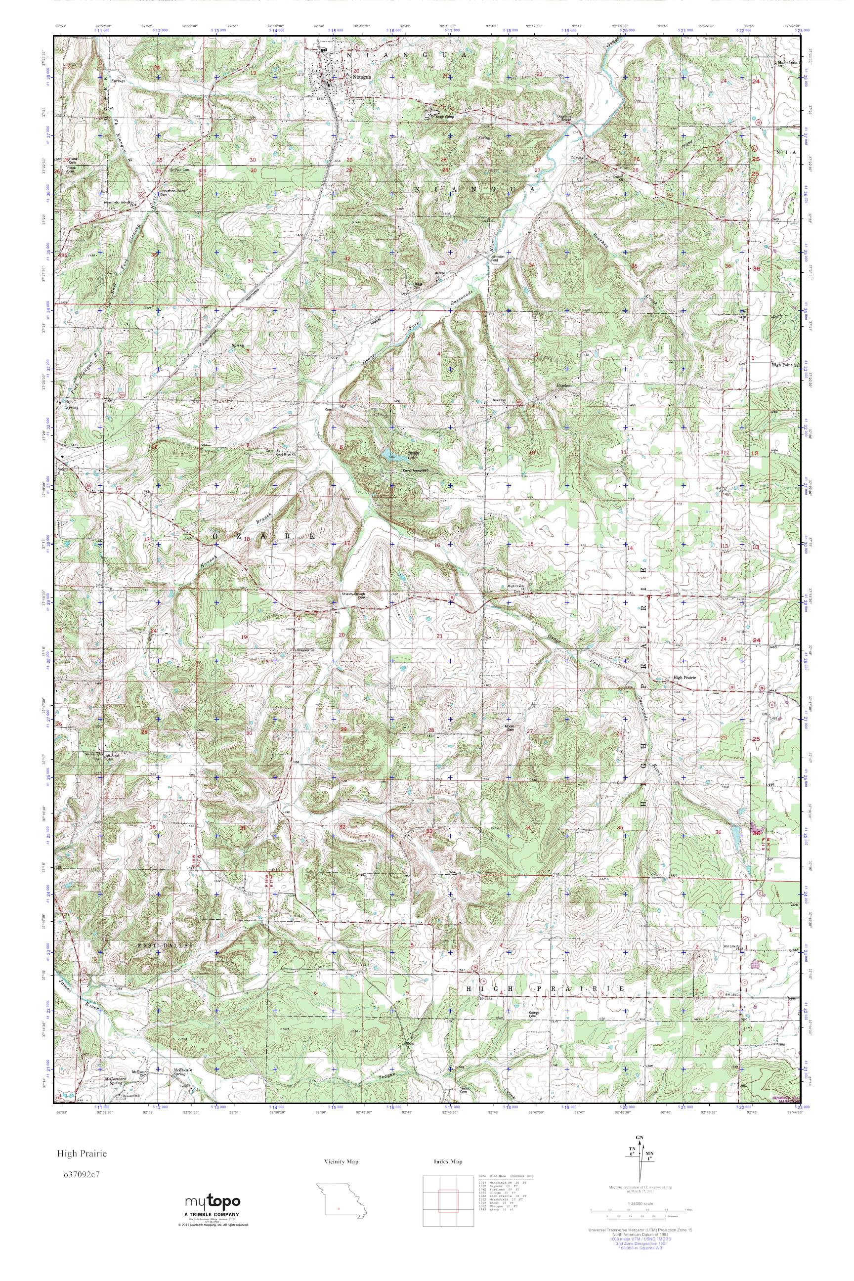 MyTopo High Prairie, Missouri USGS Quad Topo Map