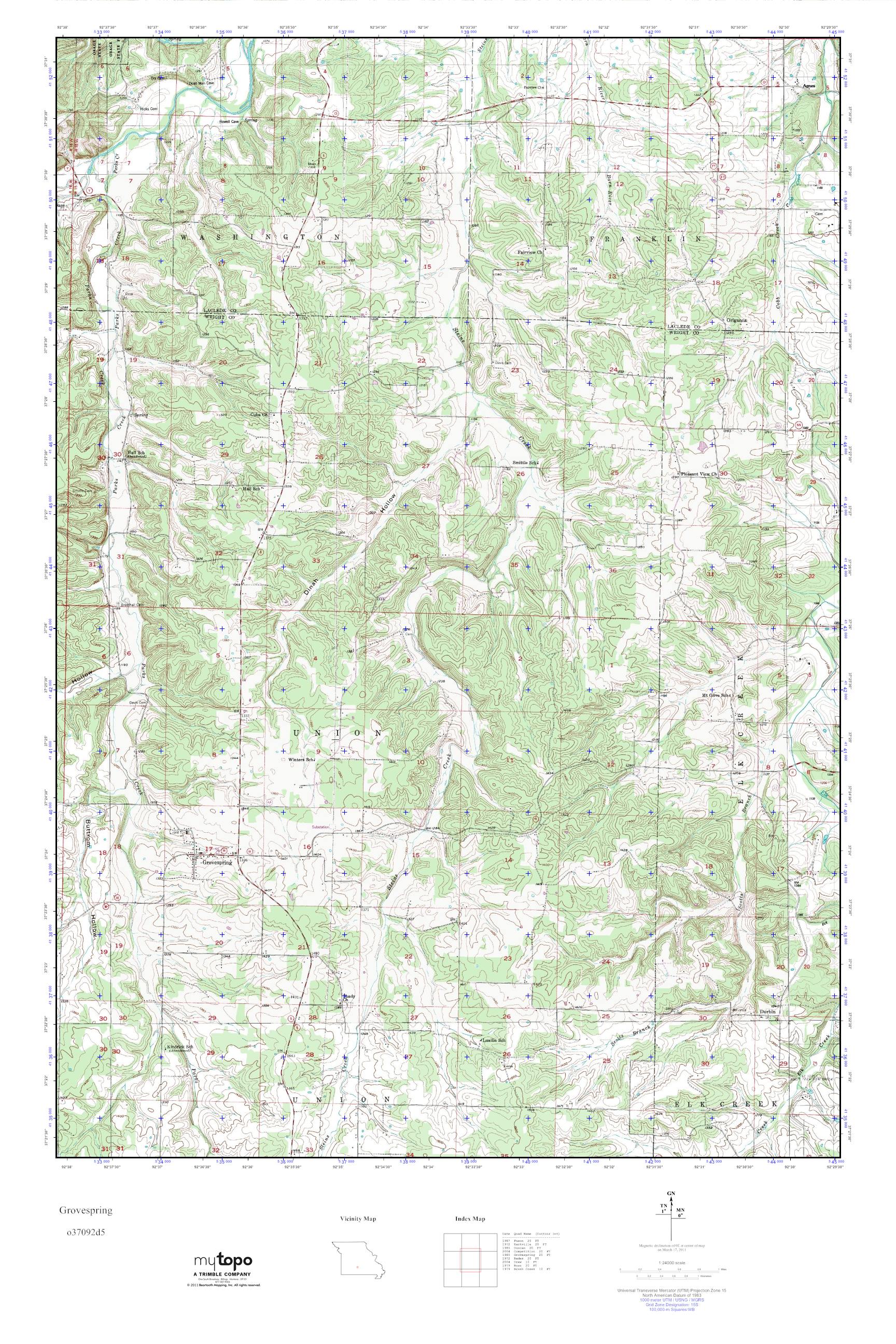 MyTopo Grovespring, Missouri USGS Quad Topo Map