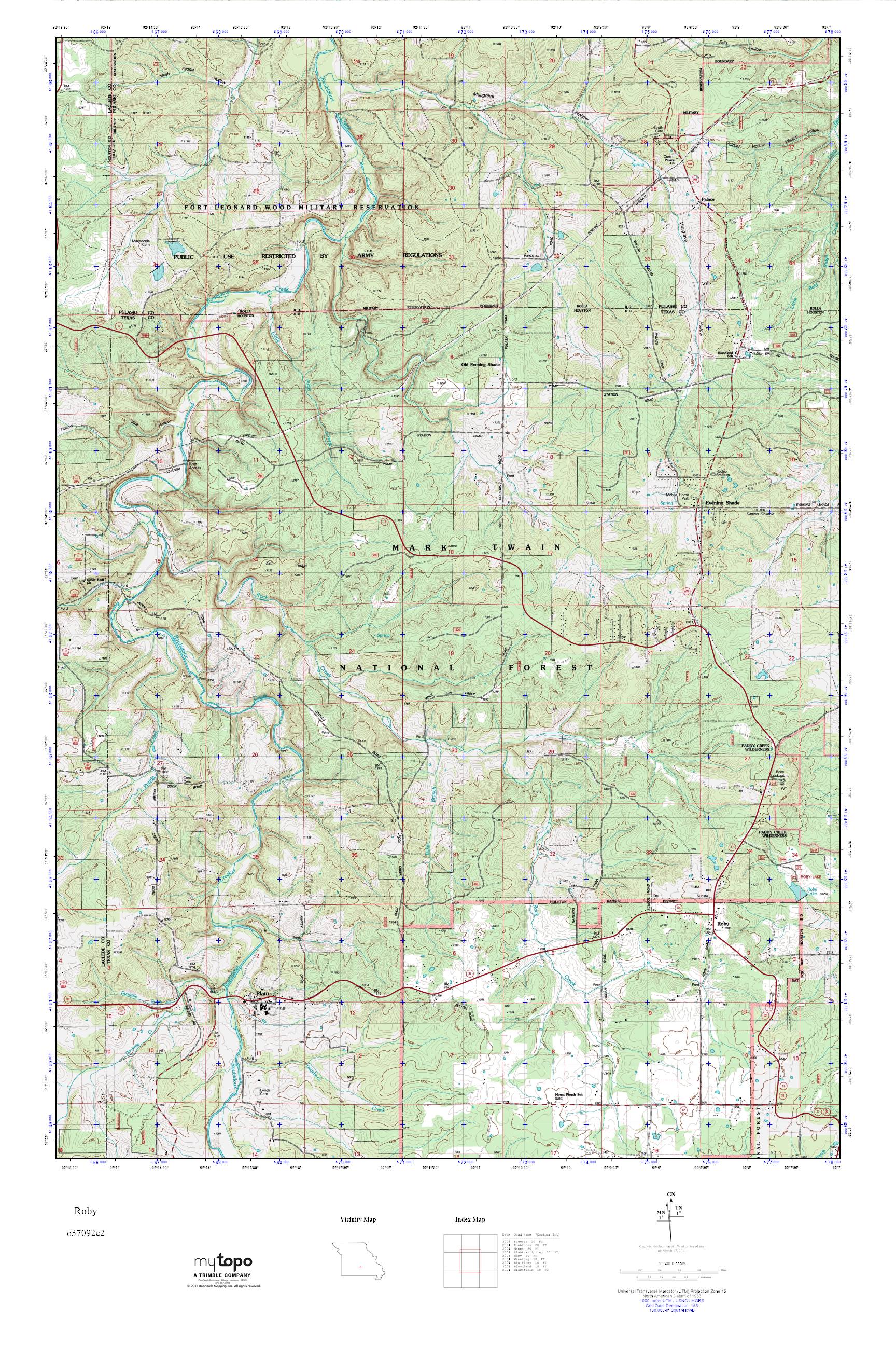 MyTopo Roby, Missouri USGS Quad Topo Map