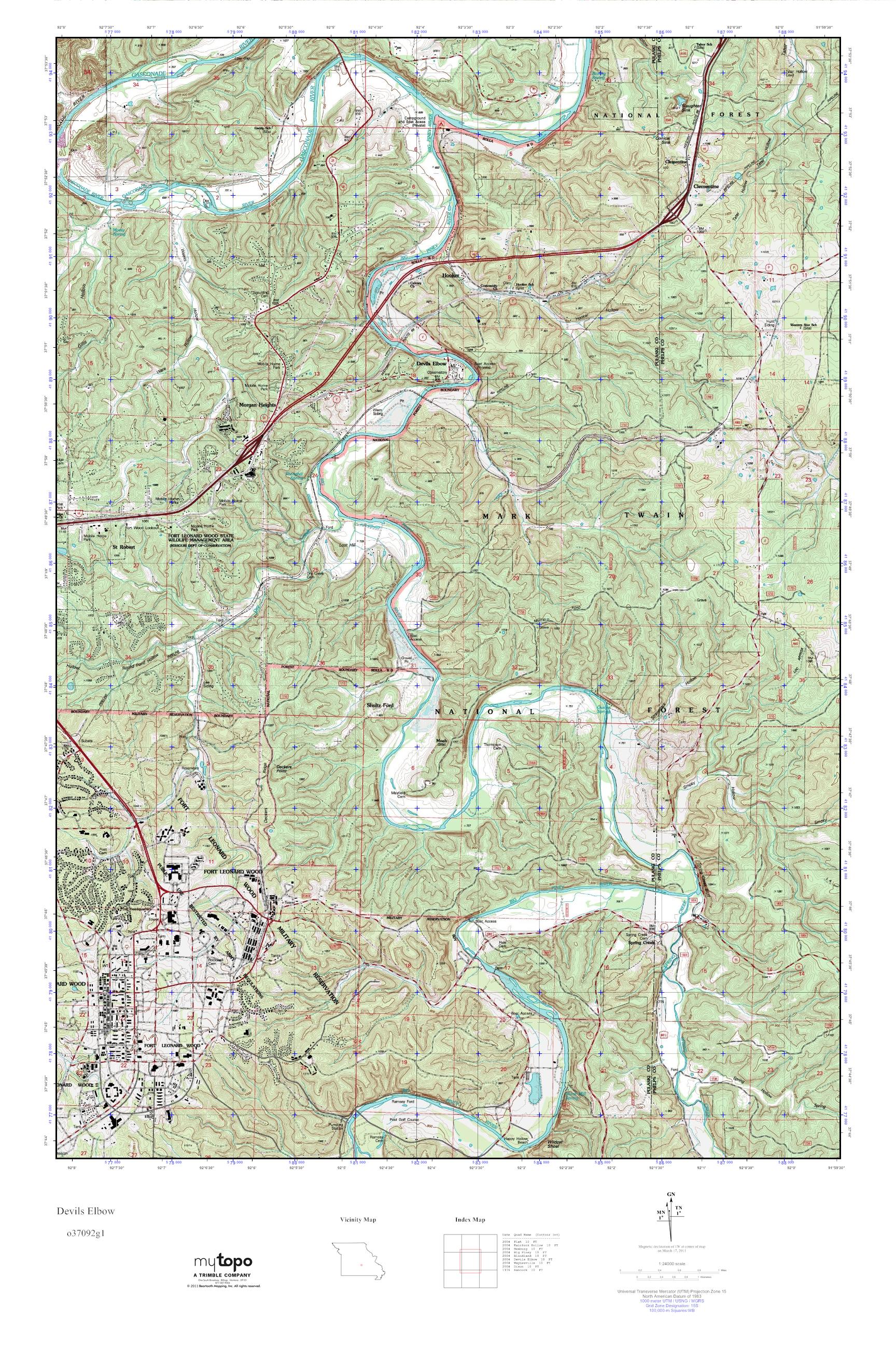 MyTopo Devils Elbow, Missouri USGS Quad Topo Map