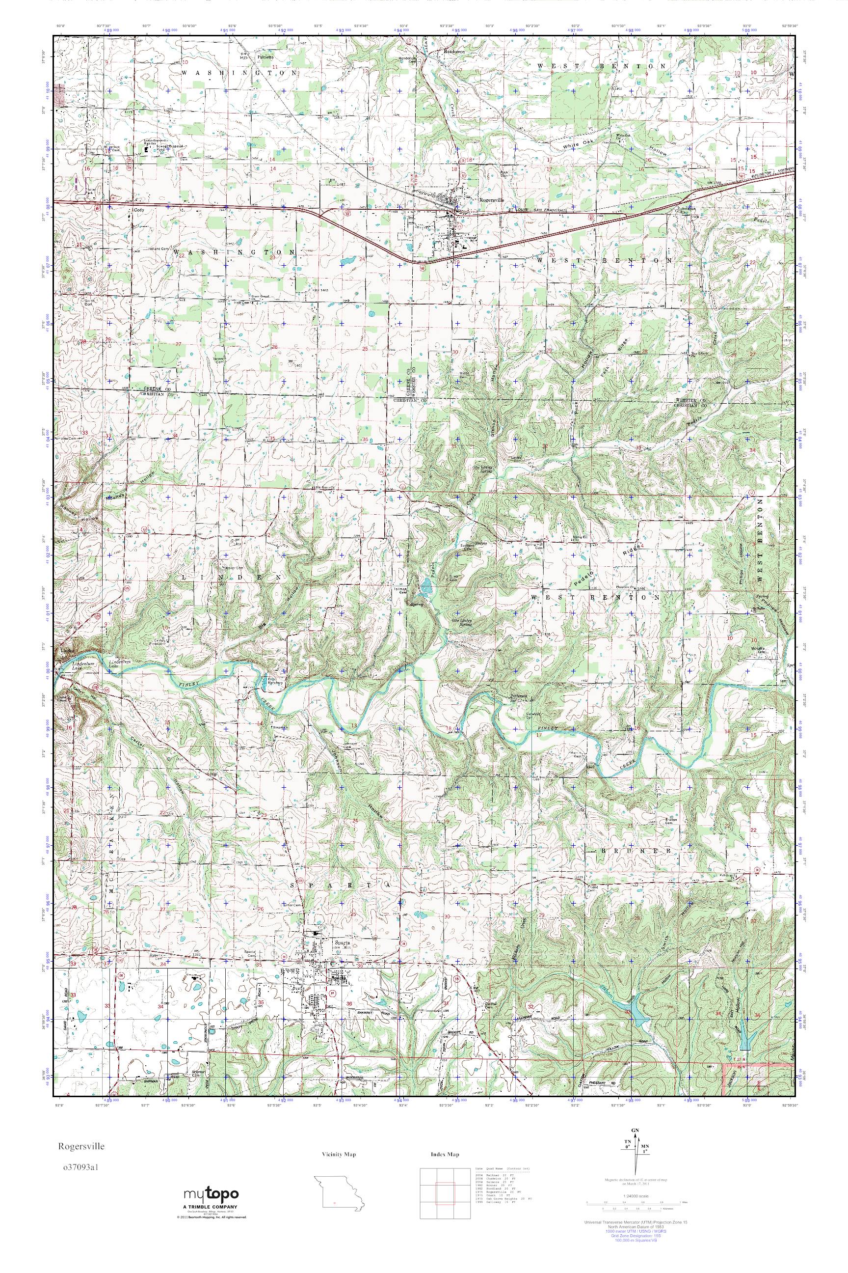 MyTopo Rogersville, Missouri USGS Quad Topo Map