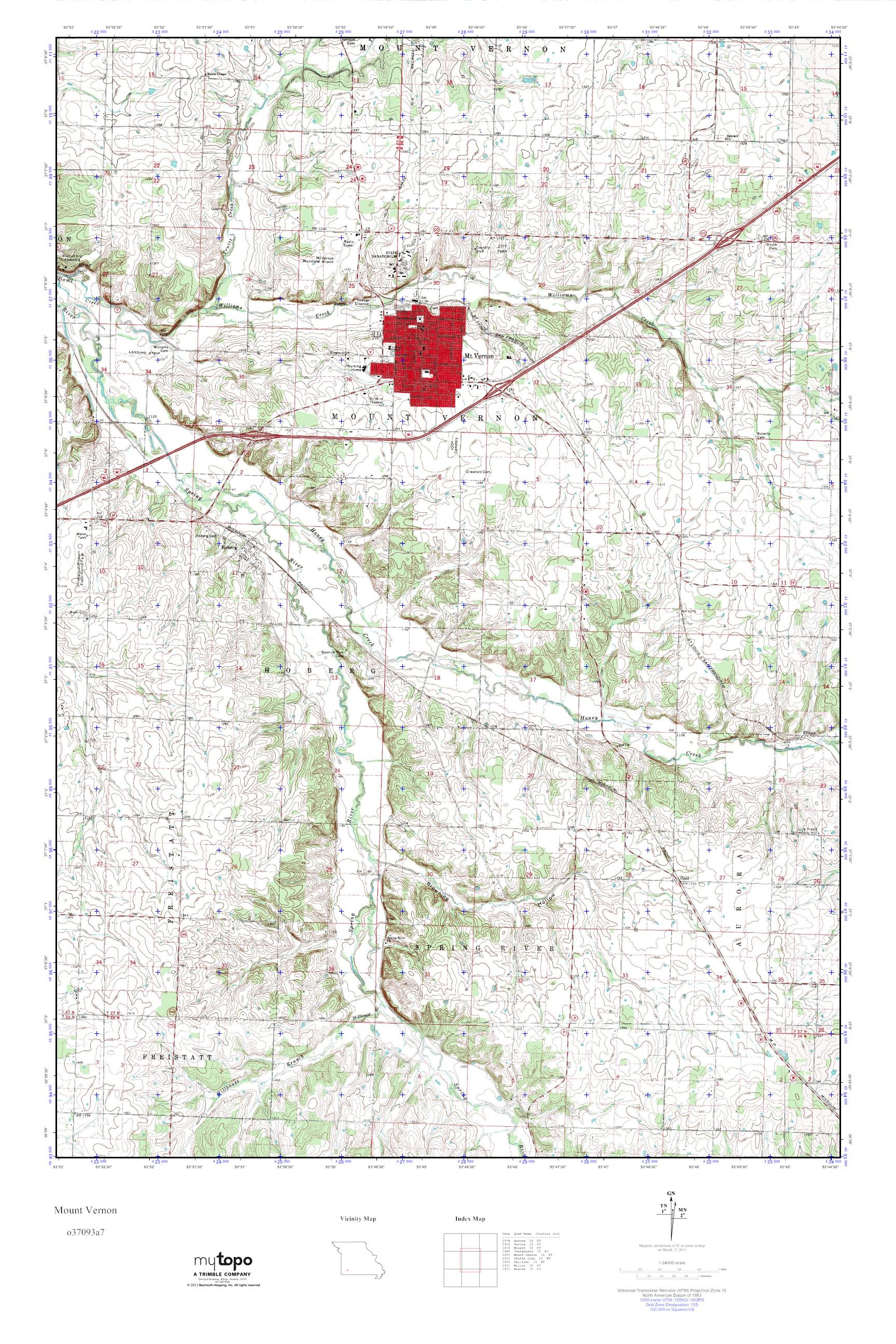 MyTopo Mount Vernon, Missouri USGS Quad Topo Map