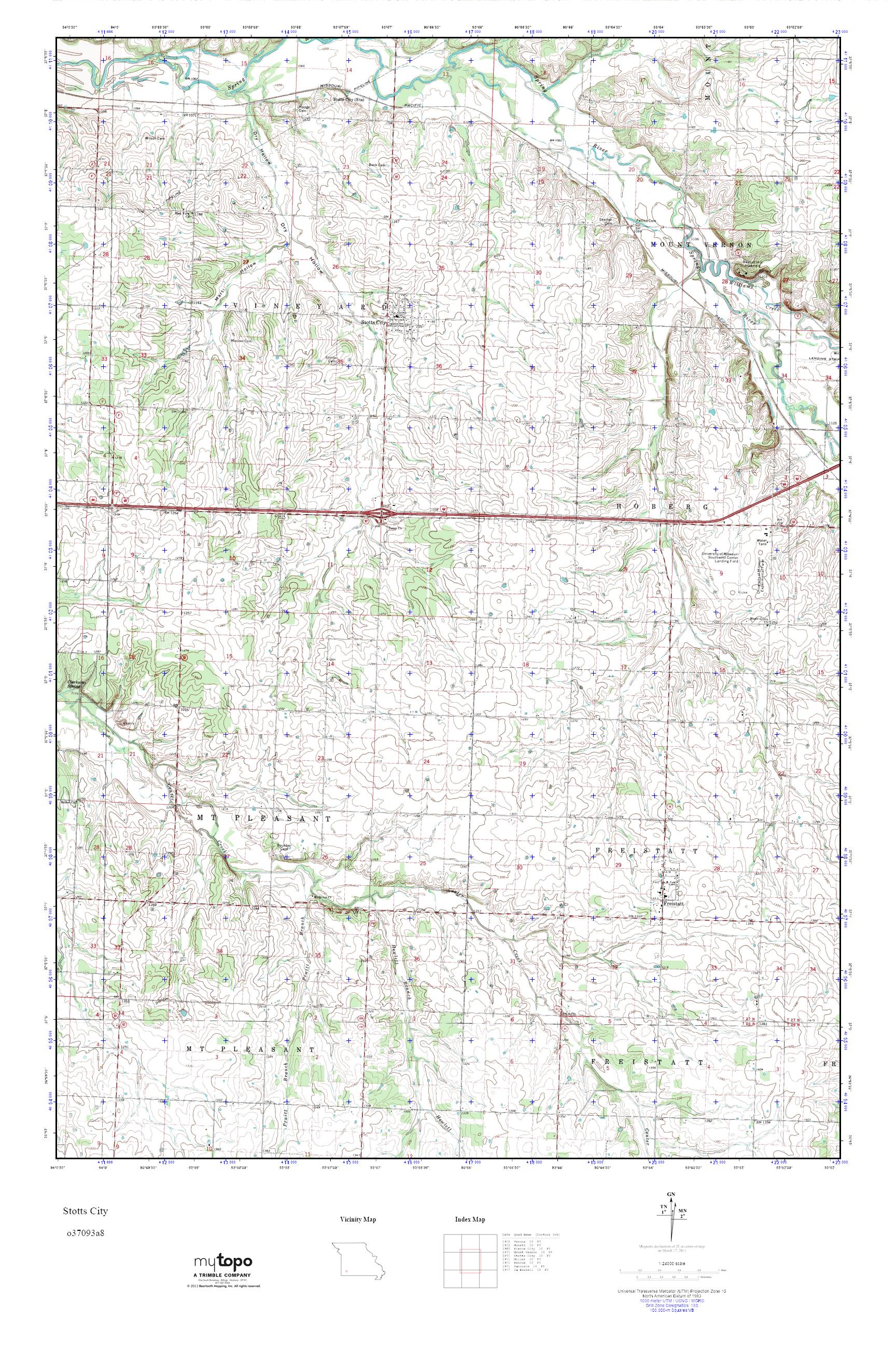 MyTopo Stotts City, Missouri USGS Quad Topo Map