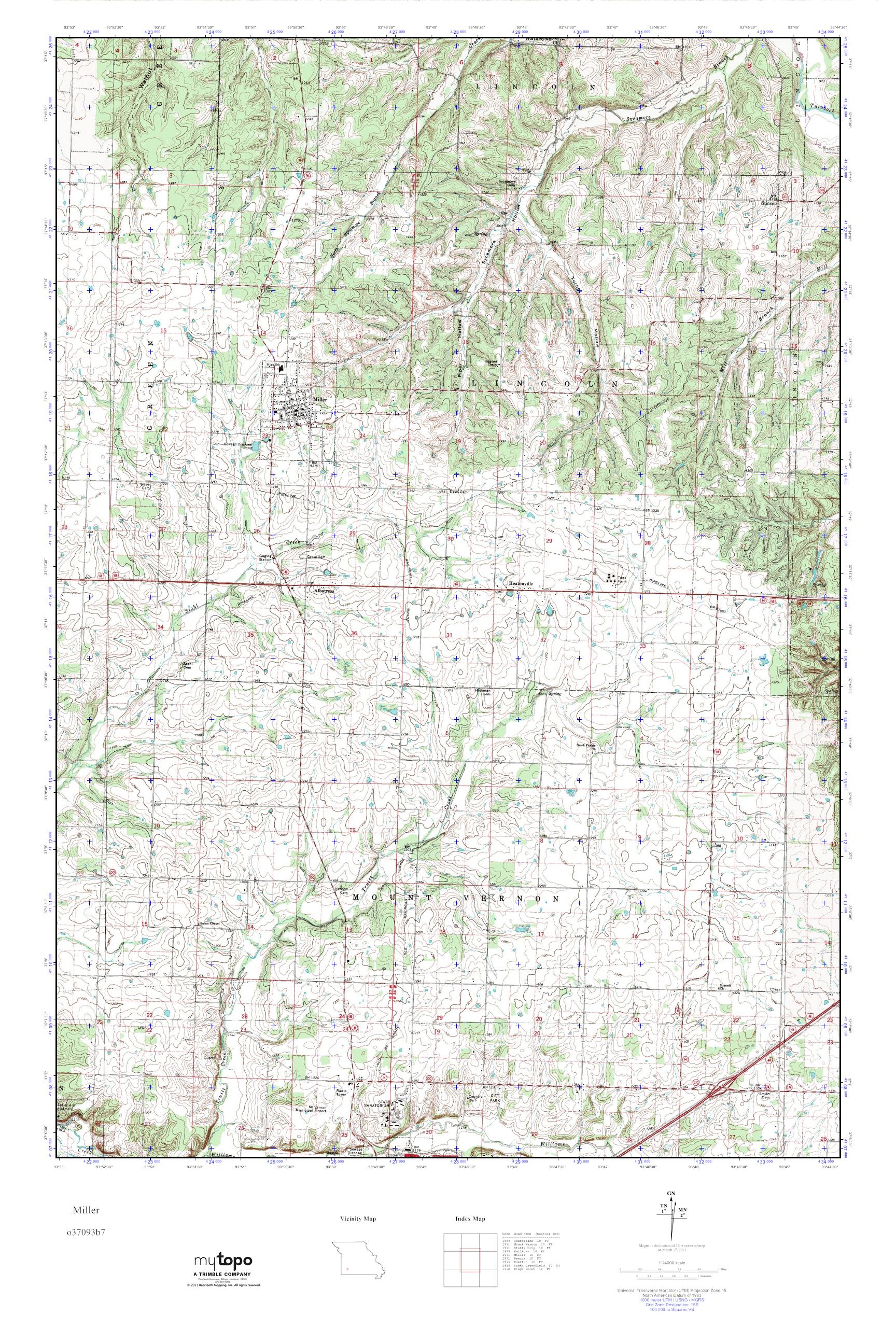 MyTopo Miller, Missouri USGS Quad Topo Map