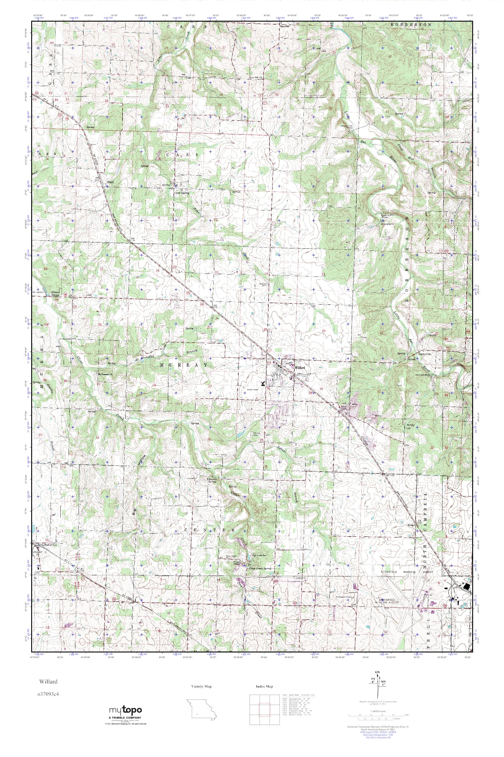 MyTopo Willard, Missouri USGS Quad Topo Map
