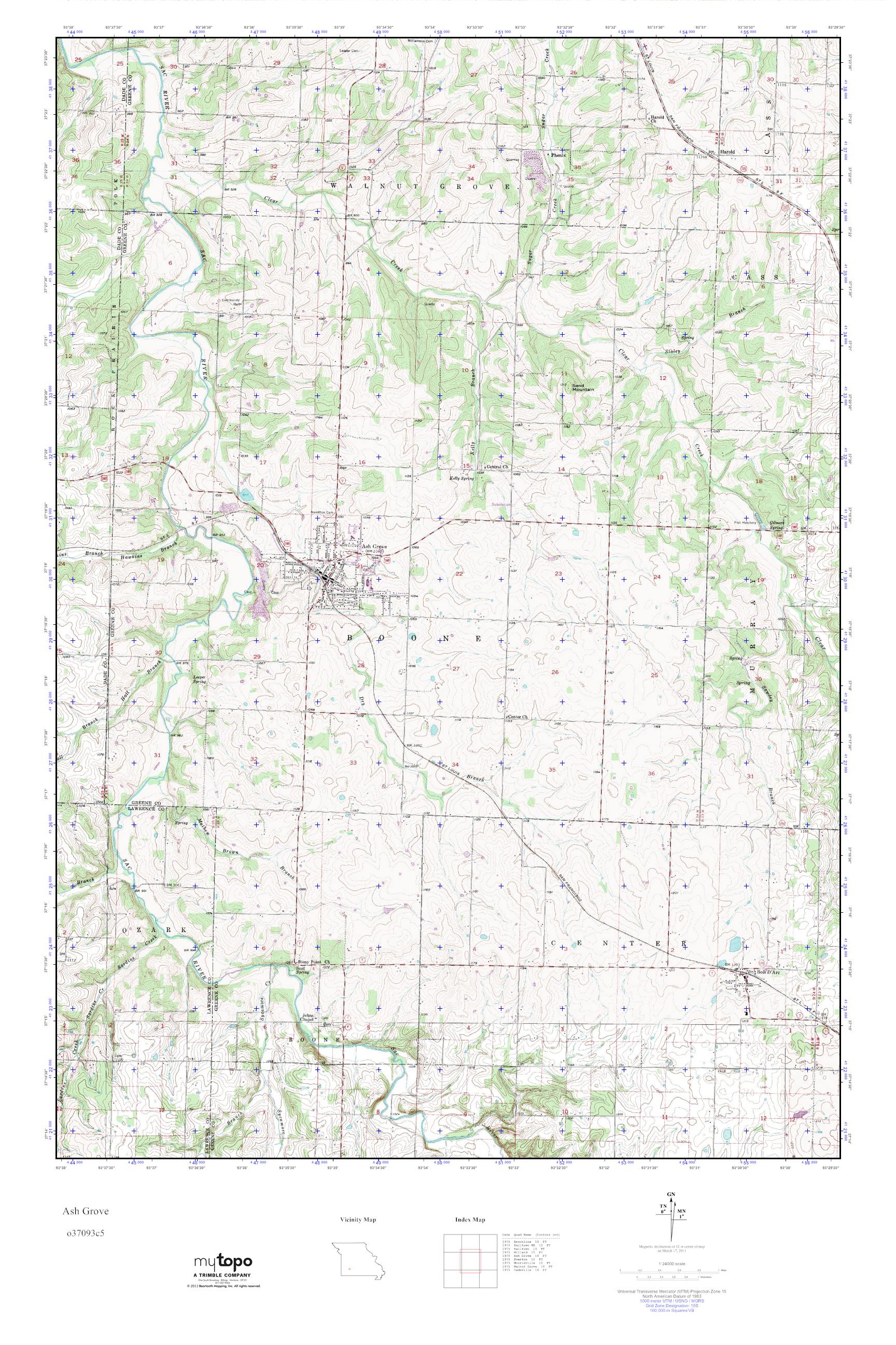 MyTopo Ash Grove, Missouri USGS Quad Topo Map