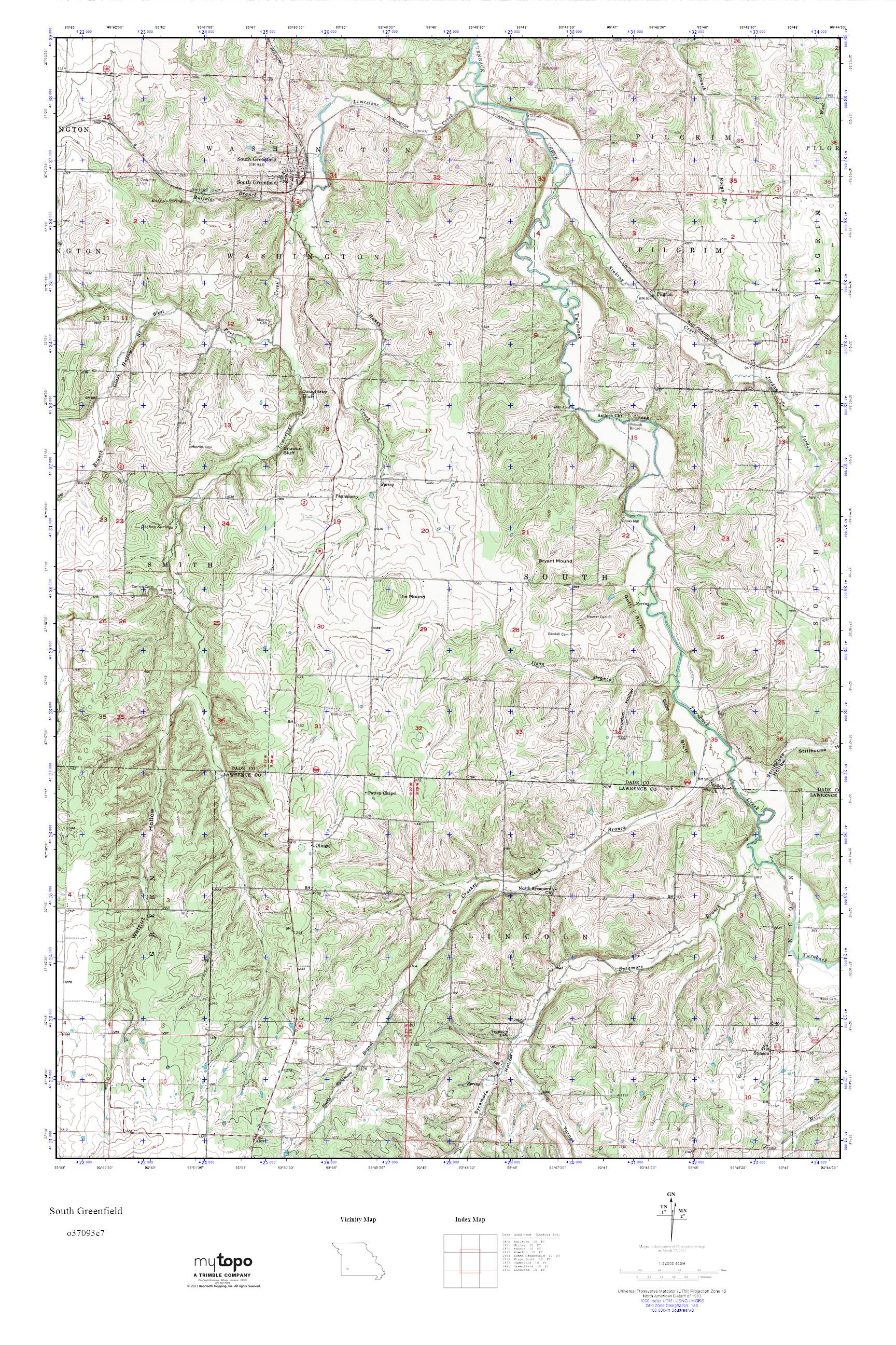 MyTopo South Greenfield, Missouri USGS Quad Topo Map