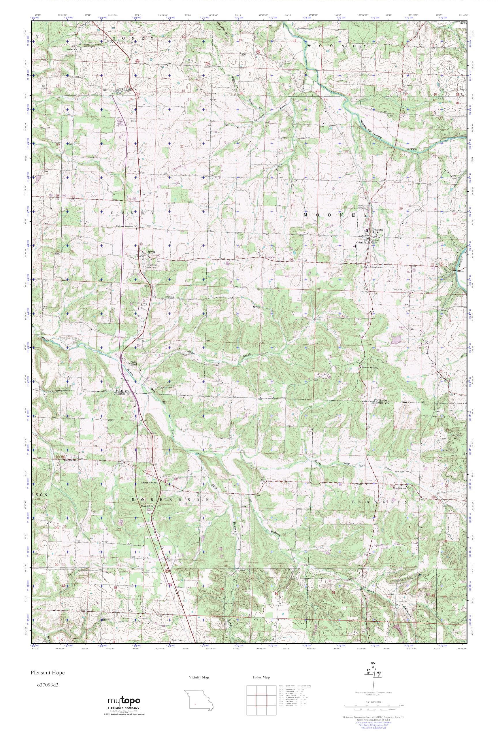MyTopo Pleasant Hope, Missouri USGS Quad Topo Map
