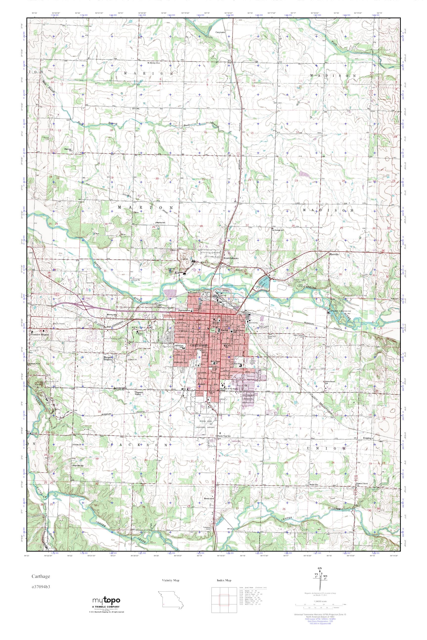 MyTopo Carthage, Missouri USGS Quad Topo Map