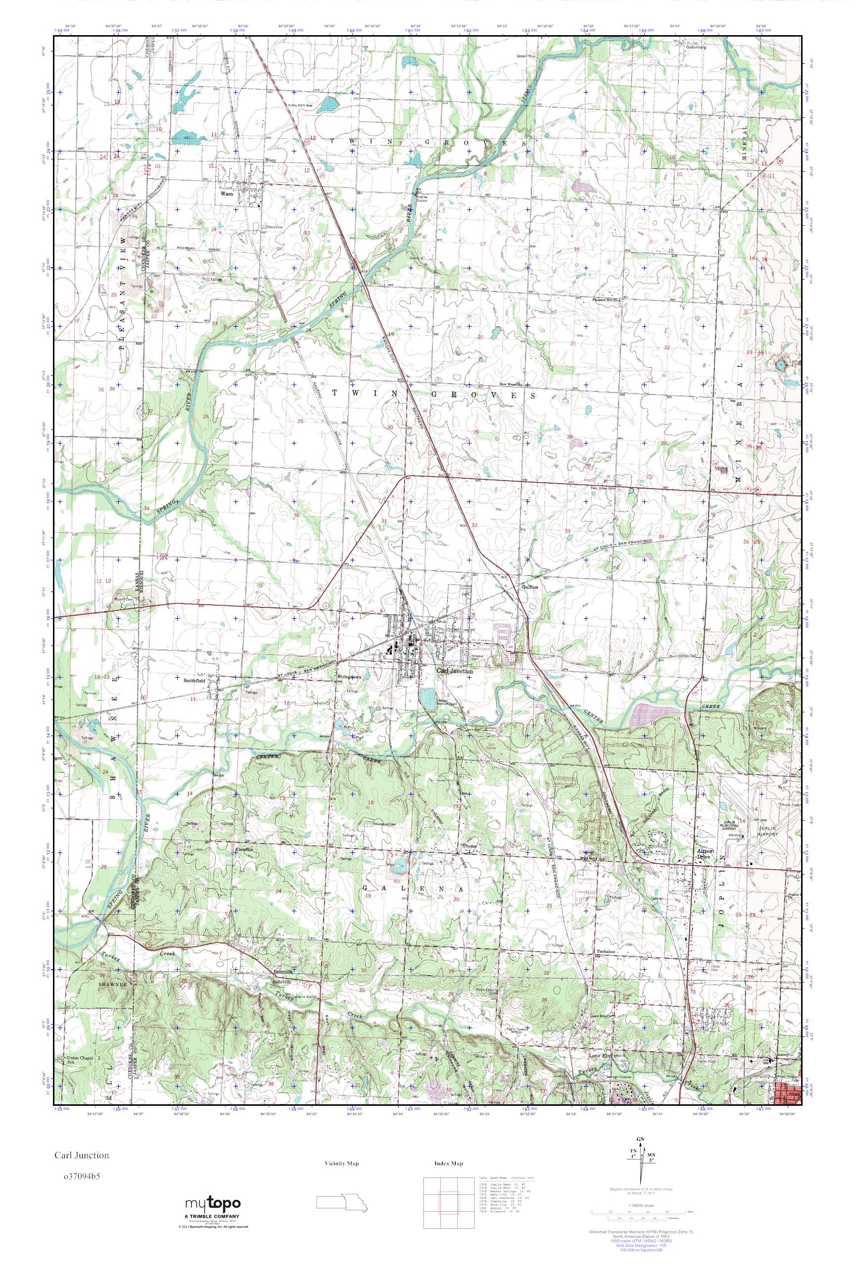 MyTopo Carl Junction, Missouri USGS Quad Topo Map