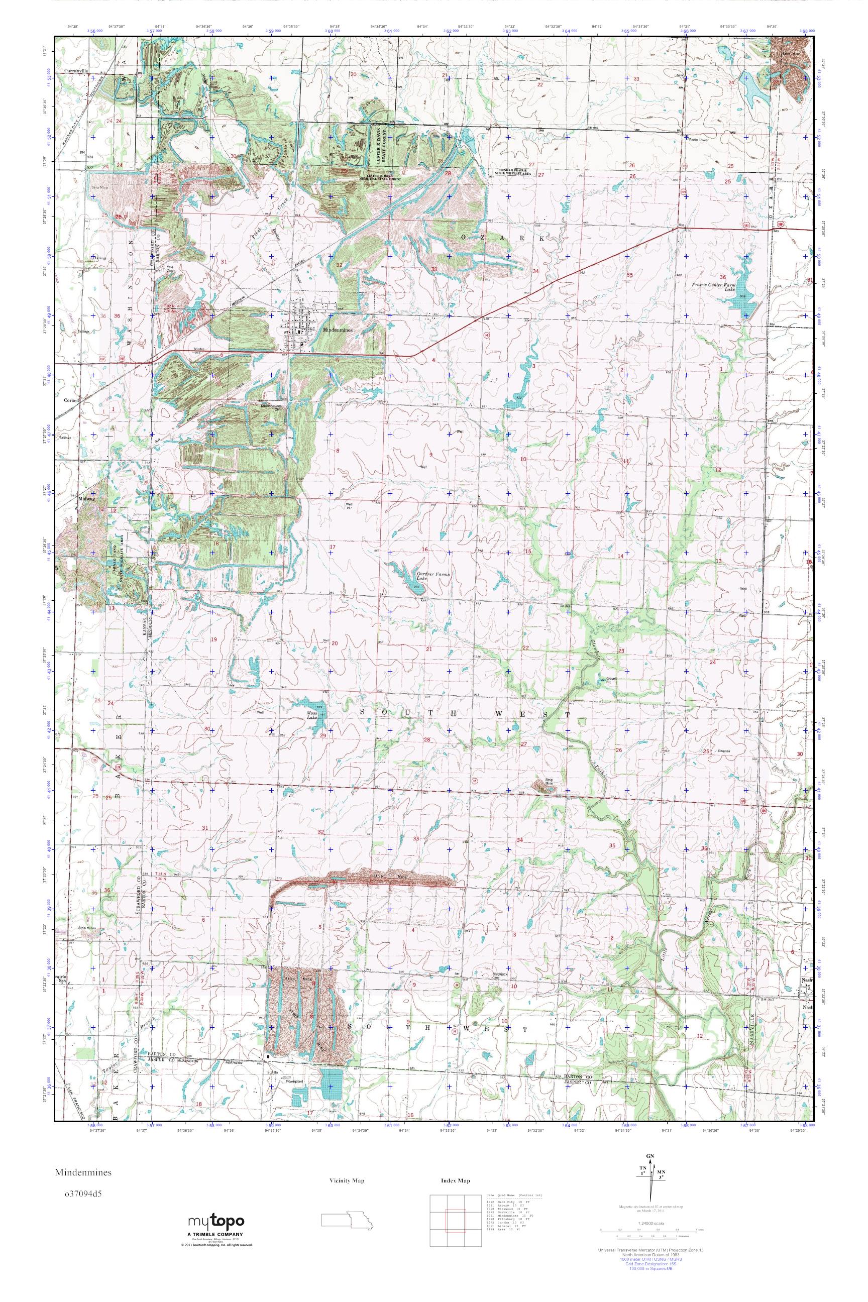 MyTopo Mindenmines, Missouri USGS Quad Topo Map
