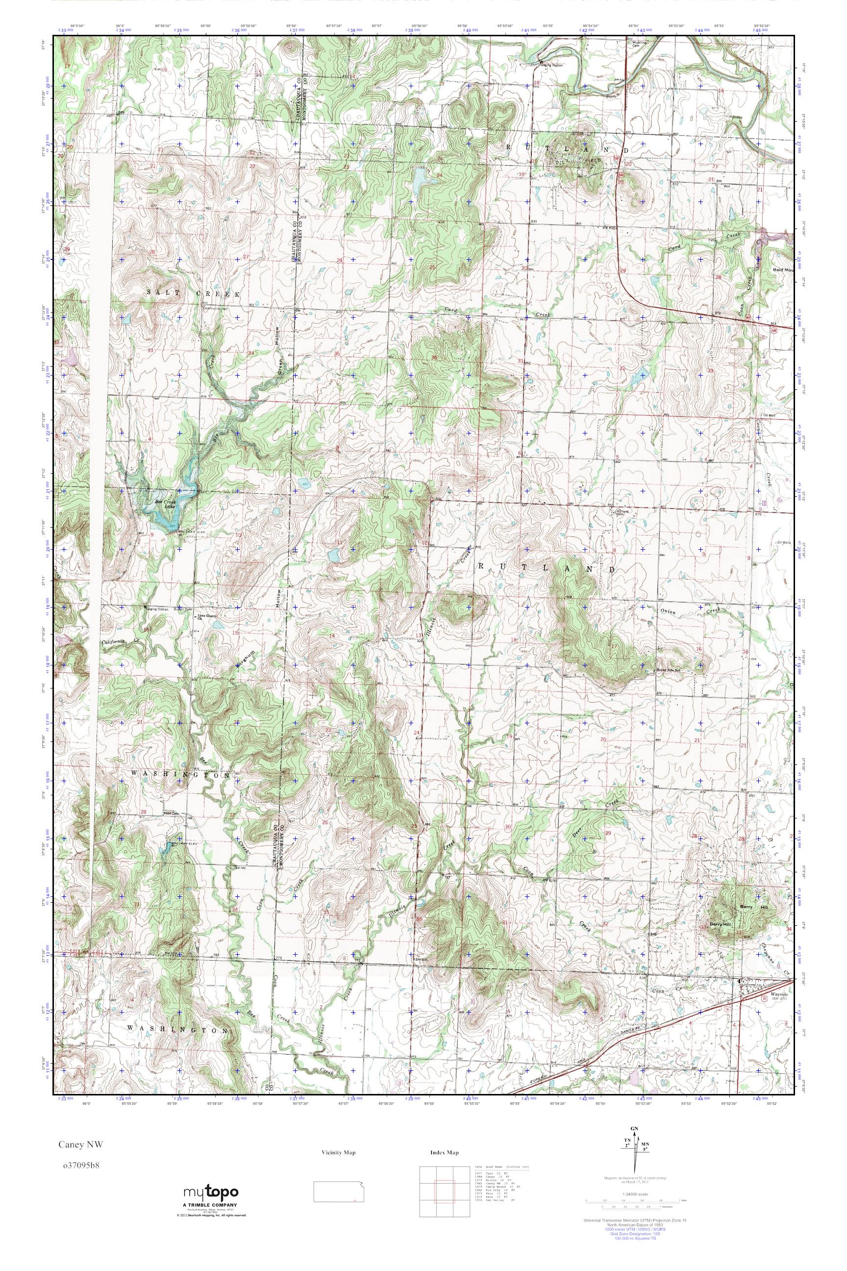 MyTopo Caney NW, Kansas USGS Quad Topo Map