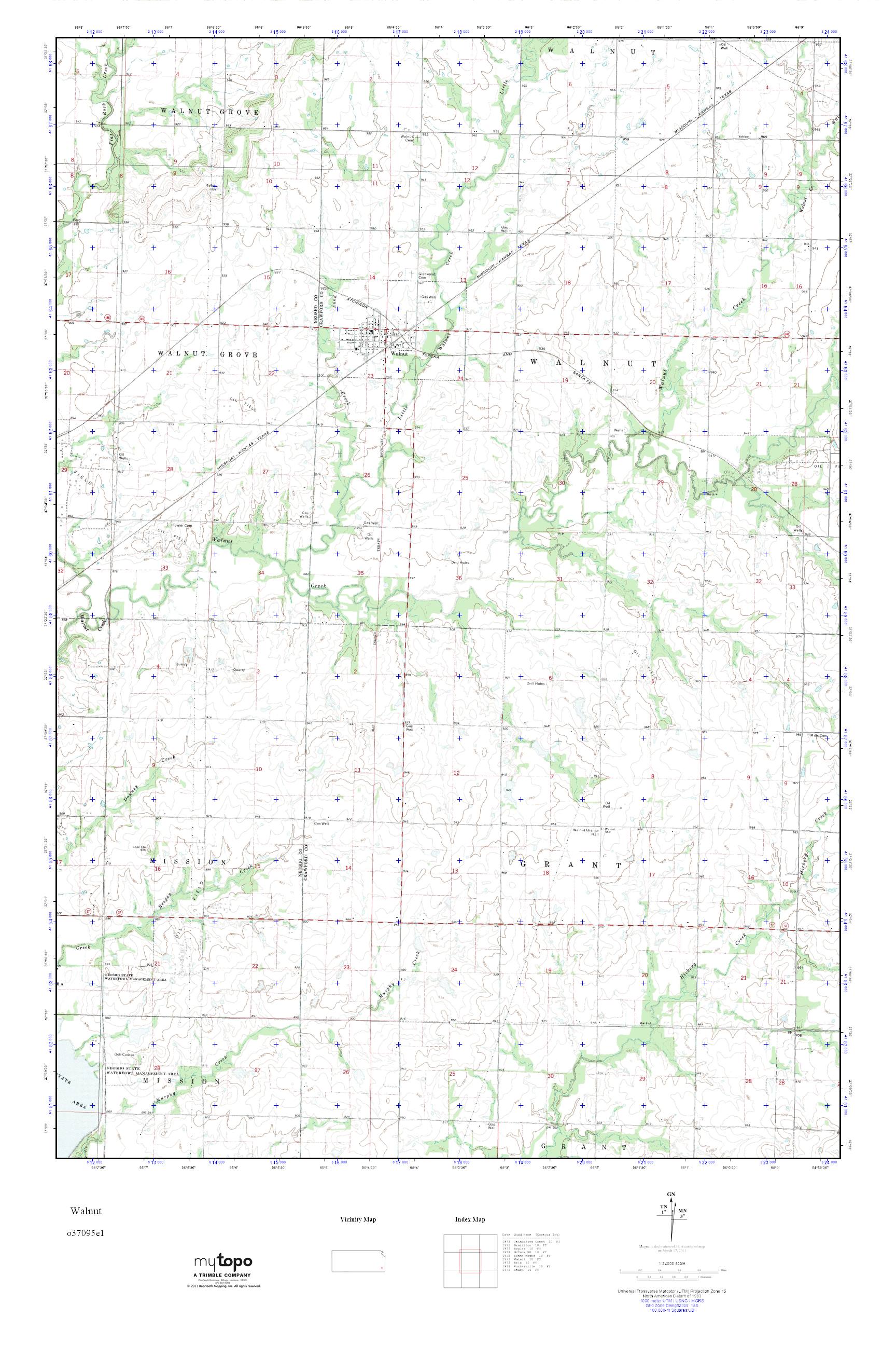 MyTopo Walnut, Kansas USGS Quad Topo Map