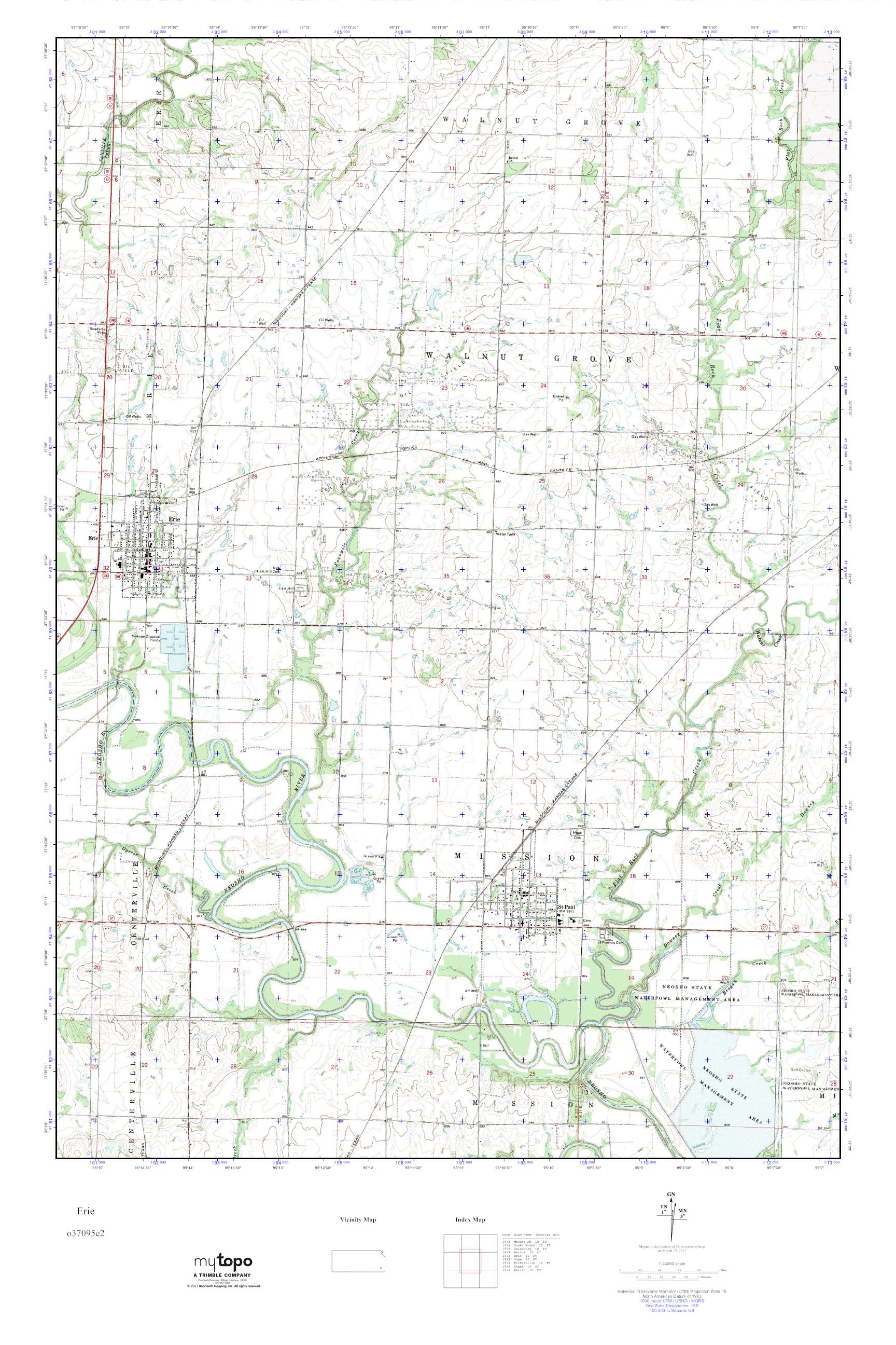 MyTopo Erie, Kansas USGS Quad Topo Map