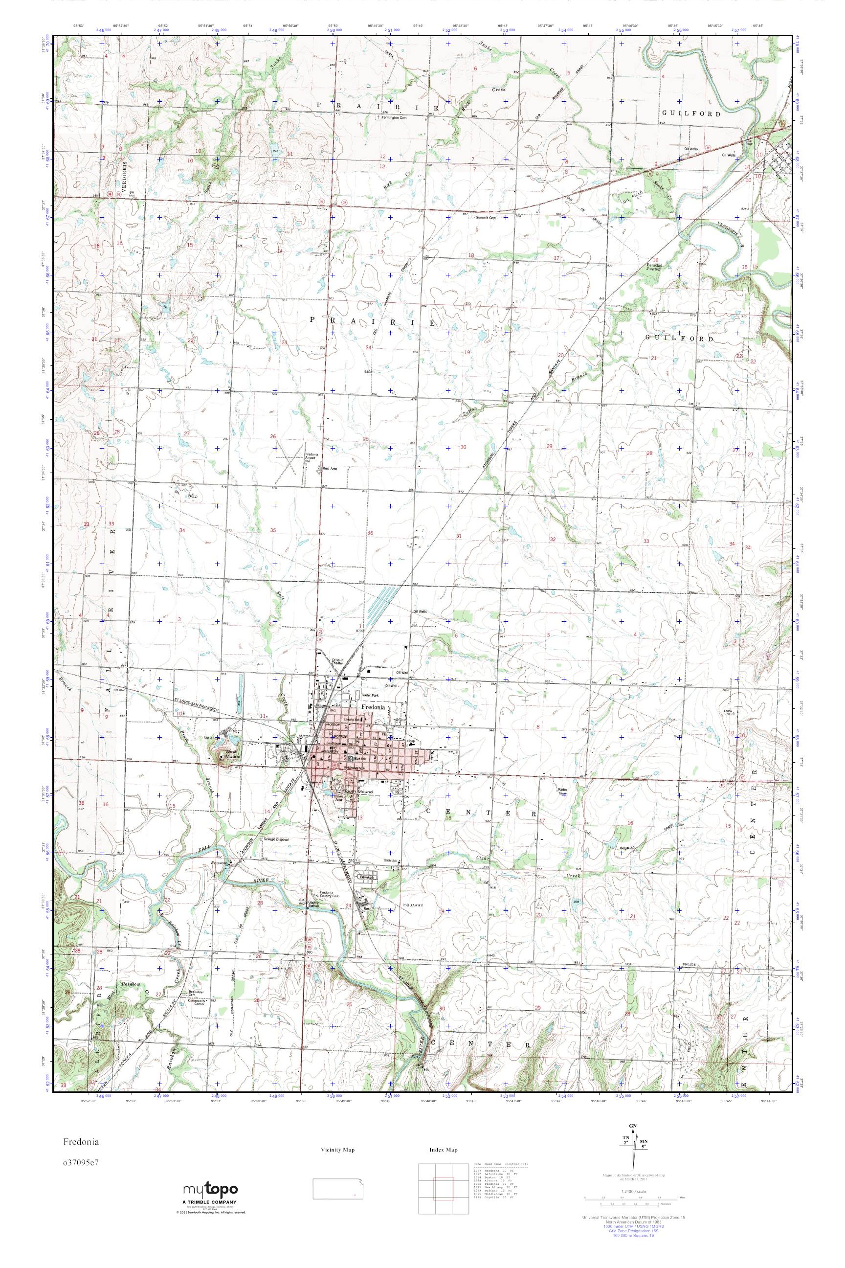 MyTopo Fredonia, Kansas USGS Quad Topo Map