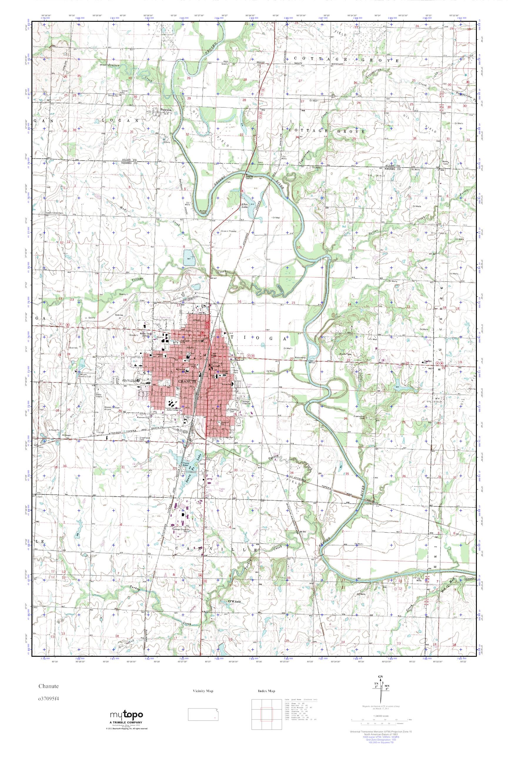 MyTopo Chanute, Kansas USGS Quad Topo Map