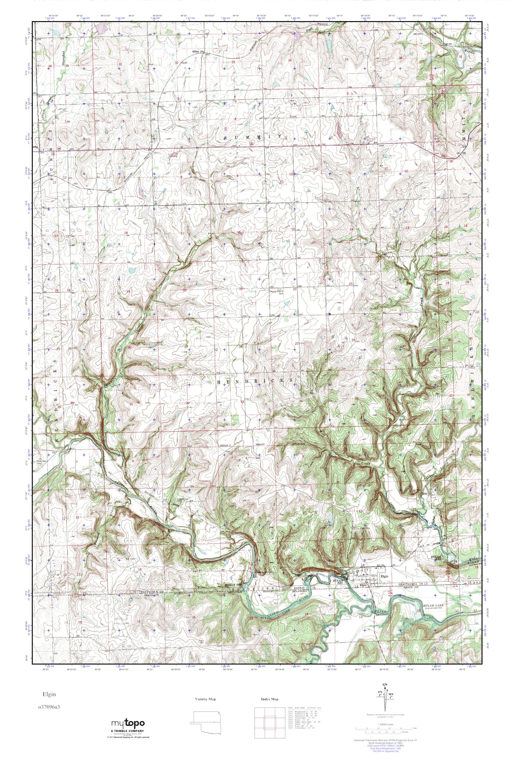 MyTopo Elgin, Kansas USGS Quad Topo Map