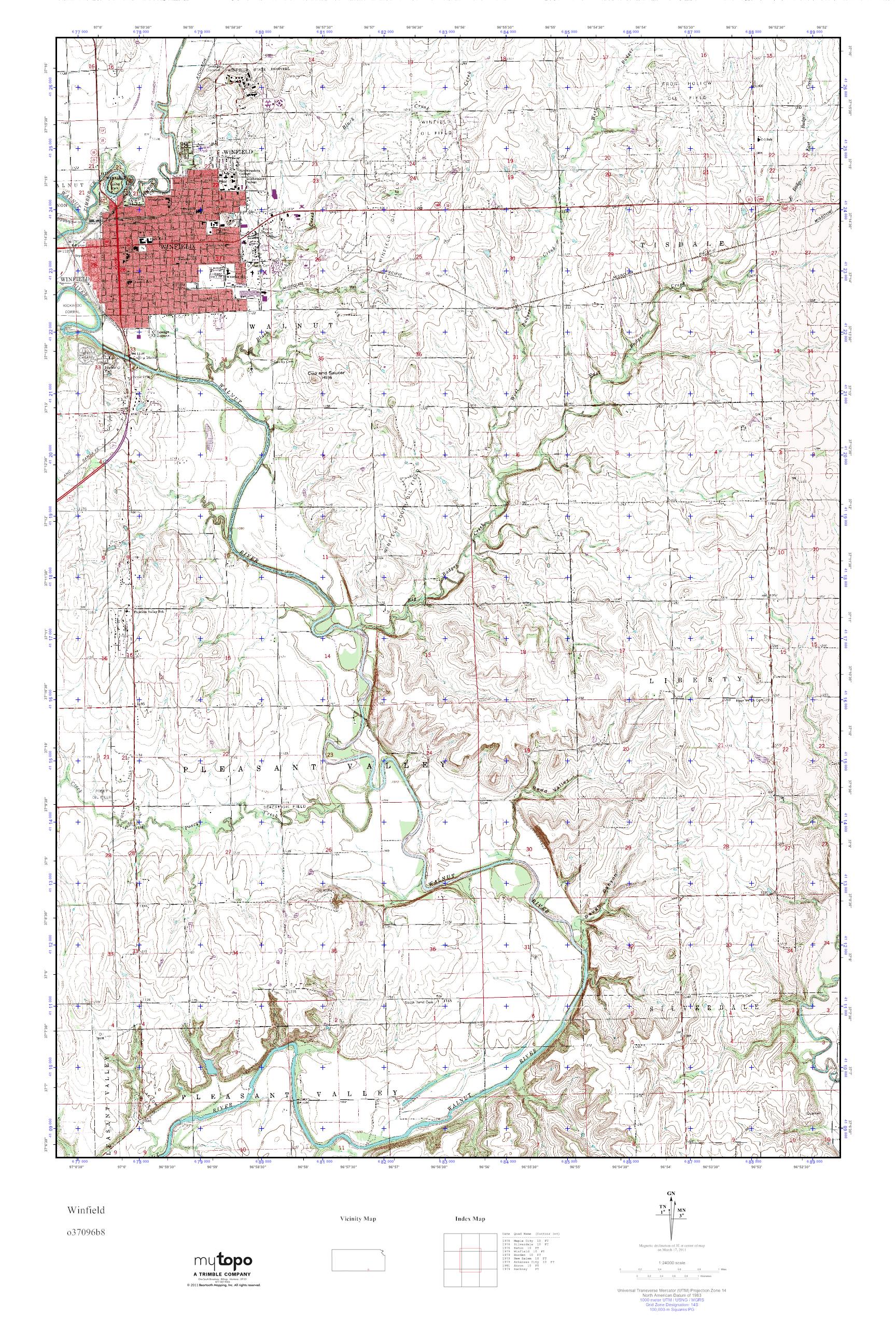 MyTopo Winfield, Kansas USGS Quad Topo Map