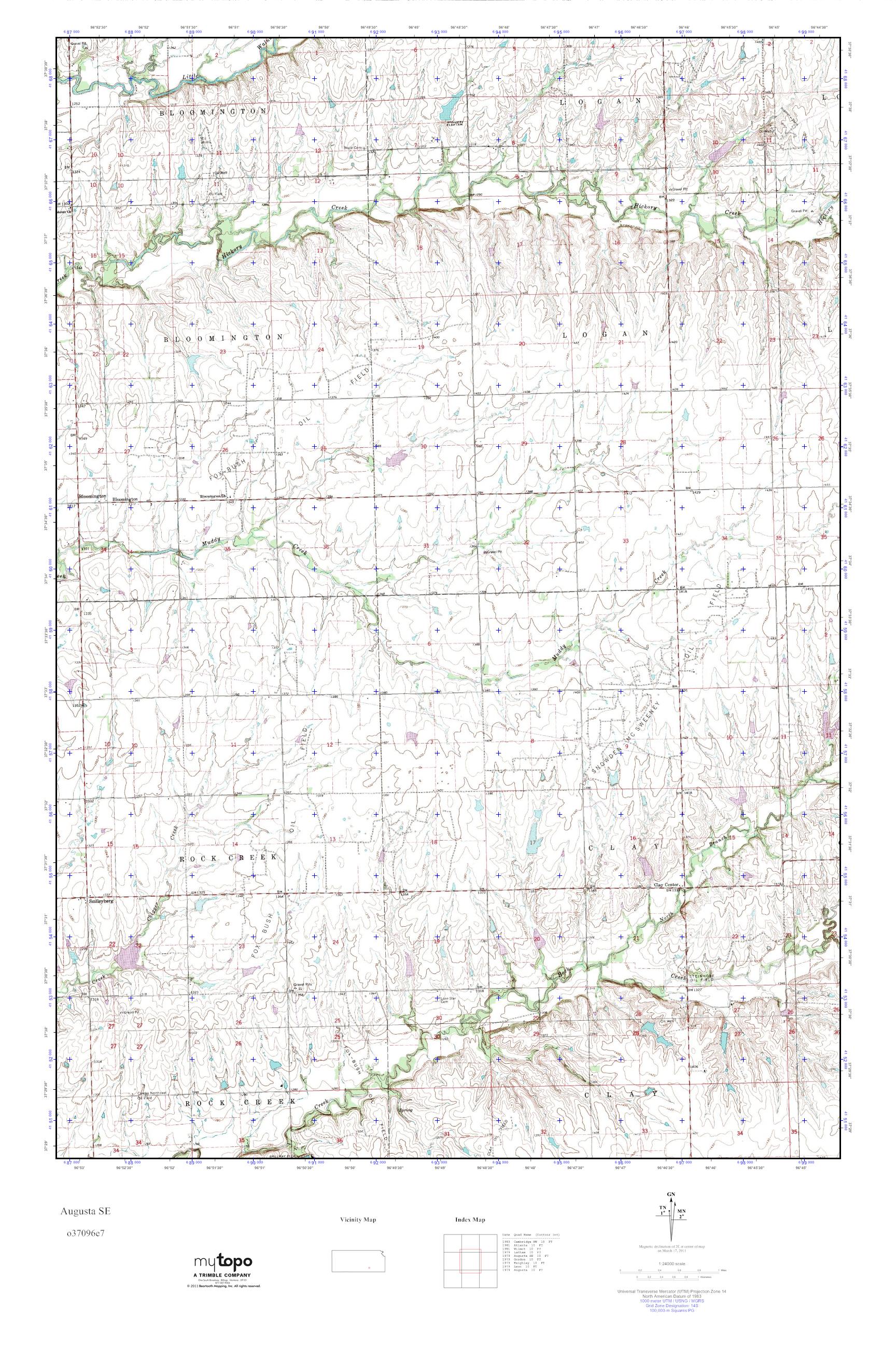 MyTopo Augusta SE, Kansas USGS Quad Topo Map