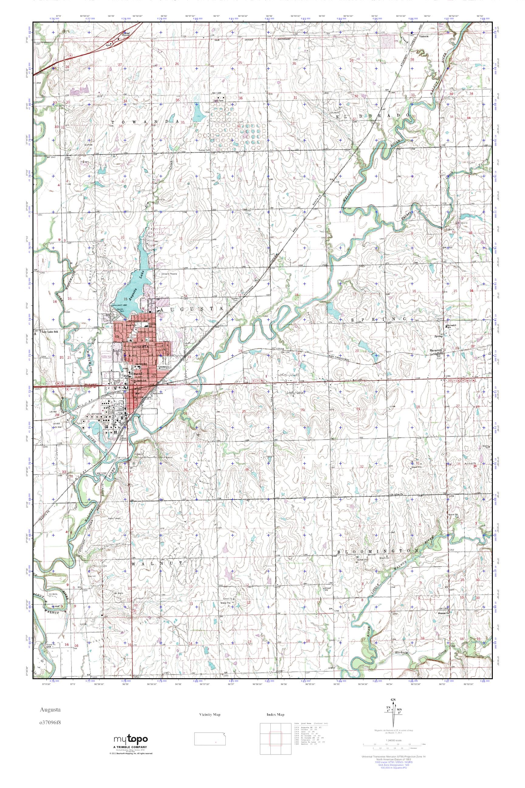MyTopo Augusta, Kansas USGS Quad Topo Map