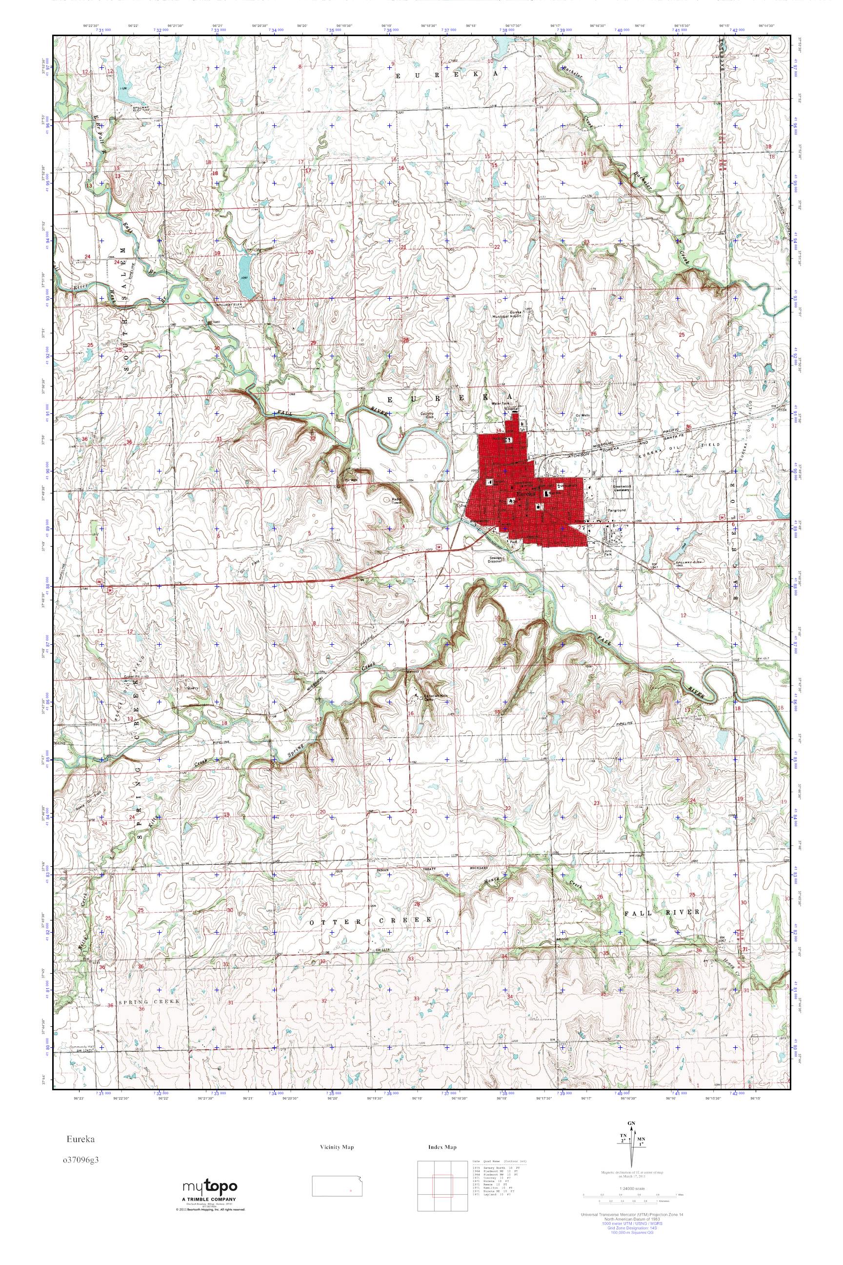 MyTopo Eureka, Kansas USGS Quad Topo Map